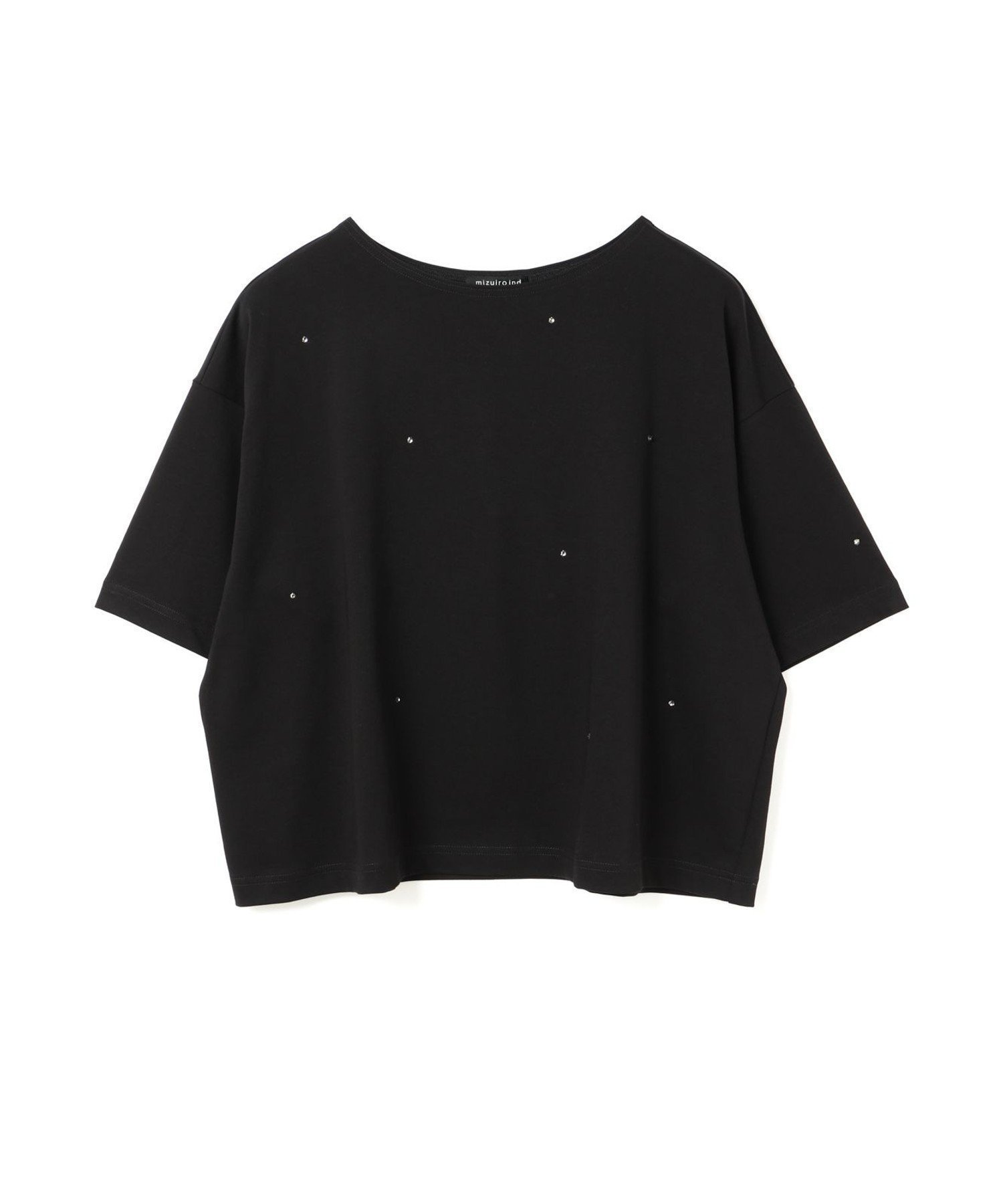 【マーコート/MARcourt】のmizuiro ind ビジュー付きボートネックプルオーバー インテリア・キッズ・メンズ・レディースファッション・服の通販 founy(ファニー) 　ファッション　Fashion　レディースファッション　Fashion for Women　トップス・カットソー　Cut & Sew Tops　カジュアルプルオーバー・ニットトップス　Pullovers & Knit Tops / Casual Pullovers　カットソー　Cut and Sewn Top　シンプル　Simple, Minimal　ストーン　Stone, Gem-Like　ビジュー　Bijou, Jewel-like Accent　ボーダー　Border, Stripe　エレガント 上品　Elegant　夏　Summer　無地　Plain, Solid Color　秋　Autumn　ブラック|ID: prp329100004621789 ipo3291000000033162950