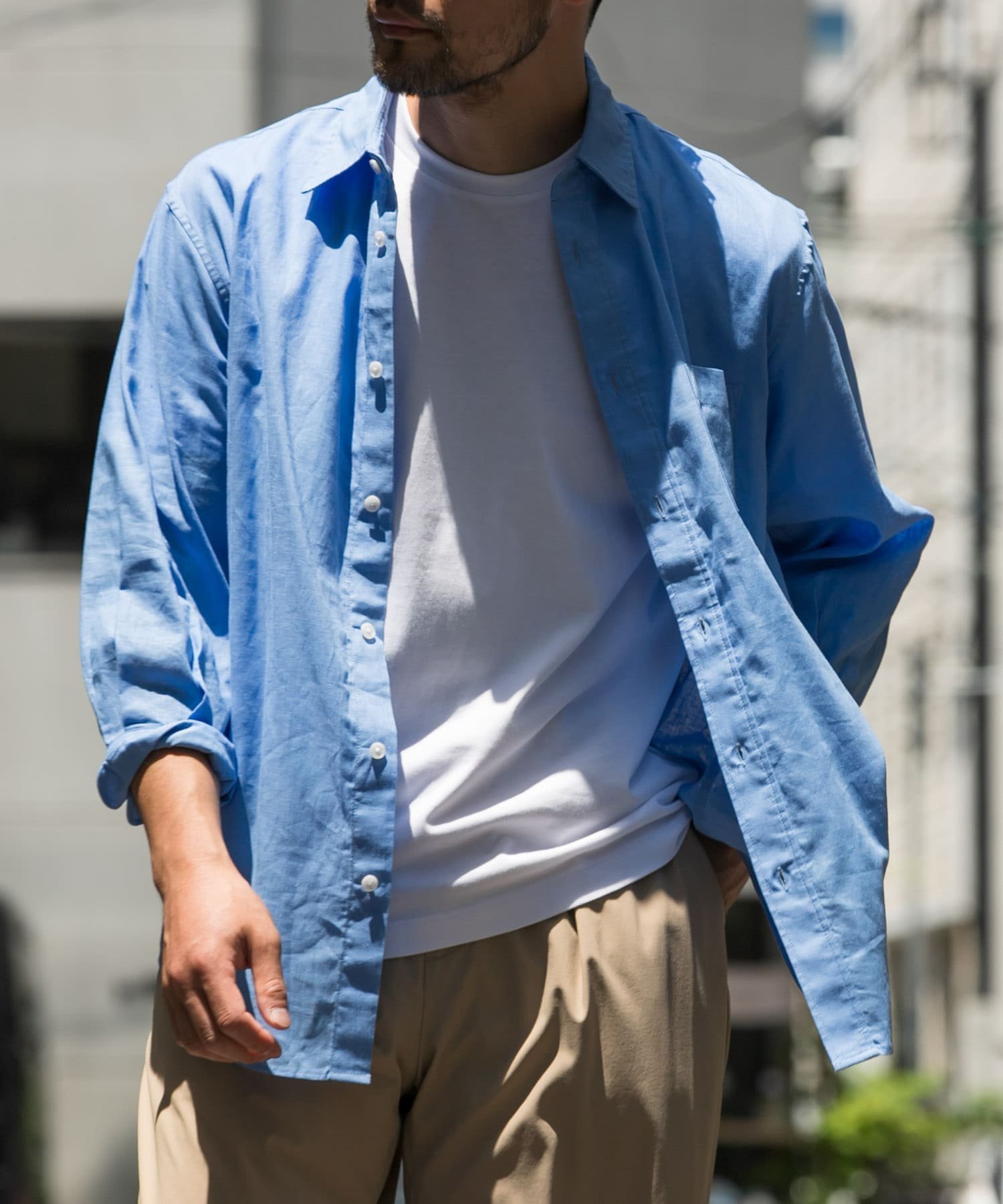 【アーバンリサーチ ロッソ/URBAN RESEARCH ROSSO / MEN】の『XLサイズあり』リラックスコットンリネン7分袖シャツ インテリア・キッズ・メンズ・レディースファッション・服の通販 founy(ファニー) 　ファッション　Fashion　メンズファッション　Fashion for Men　おすすめ　Recommended / Our Picks　インナー　Innerwear　カットソー　Cut and Sewn Top　カーディガン　Cardigan, Knitwear　ジャケット　Jacket, Outerwear　フィット　Fit, Slim Fit　ベーシック　Basic, Essential　リネン　Linen, Linen Fabric　リラックス　Relax, Relaxed Fit　レギュラー　Regular, Standard Fit　人気　Popular, Best Seller　夏　Summer　春　Spring　S/S・春夏　SS, Spring/Summer, Warm Season　BLUE|ID: prp329100004621865 ipo3291000000033241985