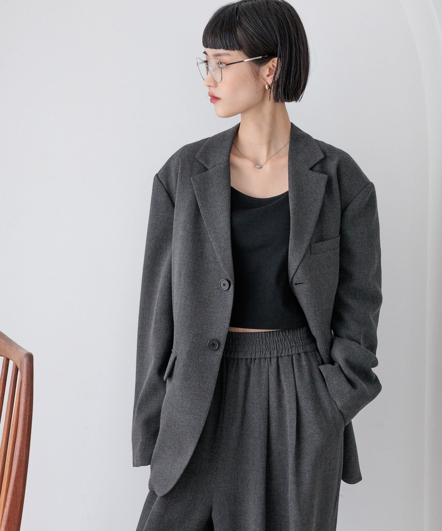 【ローリーズファーム/LOWRYS FARM】のTRシングルジャケット インテリア・キッズ・メンズ・レディースファッション・服の通販 founy(ファニー) 　ファッション　Fashion　レディースファッション　Fashion for Women　アウター　Coat / Outerwear Collection　レディースジャケット・軽アウター　Jackets　おすすめ　Recommended / Our Picks　ジャケット　Jacket, Outerwear　セットアップ　Set-Up, Coordinated Outfit　セレモニー　Ceremony　ダウン　Down, Puffer　A/W・秋冬　Autumn/Winter　チャコールグレー|ID: prp329100004621892 ipo3291000000033164562
