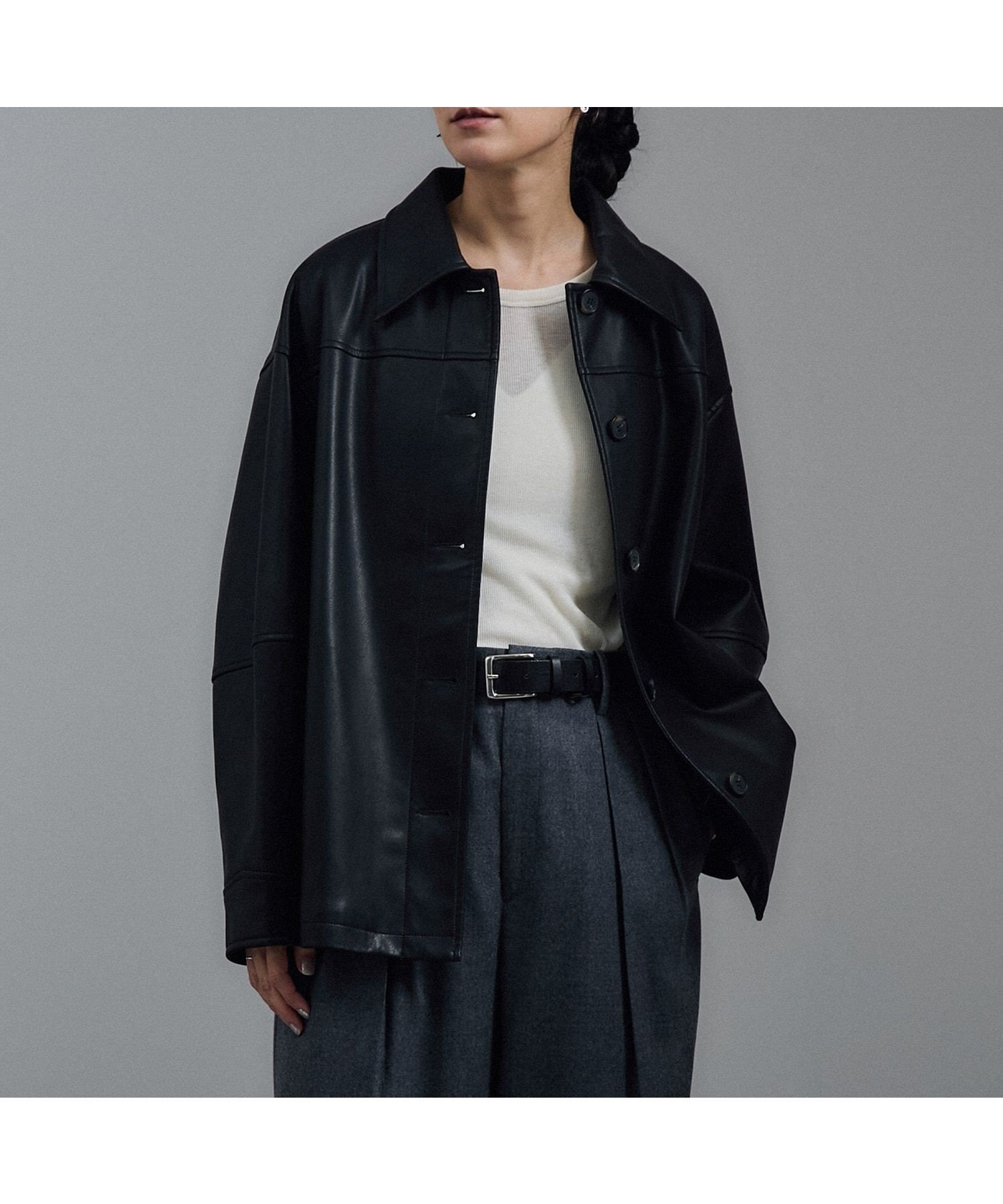 【サロン アダム エ ロペ/SALON adam et rope'】の【WEB限定】レザーライクオーバーシャツジャケット 人気、トレンドファッション・服の通販 founy(ファニー) 　ファッション　Fashion　レディースファッション　Fashion for Women　アウター　Coat / Outerwear Collection　レディースジャケット・軽アウター　Jackets　インナー　Innerwear　春　Spring　秋　Autumn　シアー　Sheer, See-Through　ジャケット　Jacket, Outerwear　スタイリッシュ　Stylish, Fashionable　タートルネック　Turtleneck, High Neck　デニム　Denim, Jeans Material　トレンド　Trend, Trending Now　フォルム　Silhouette, Form　ポケット　Pocket, Pocket Detail　リアル　Real, Realistic　レース　Lace, Lace Fabric　ロング　Long, Long-Length　A/W・秋冬　Autumn/Winter　おすすめ　Recommended / Our Picks　 other-1|ID: prp329100004622303 ipo3291000000033173006