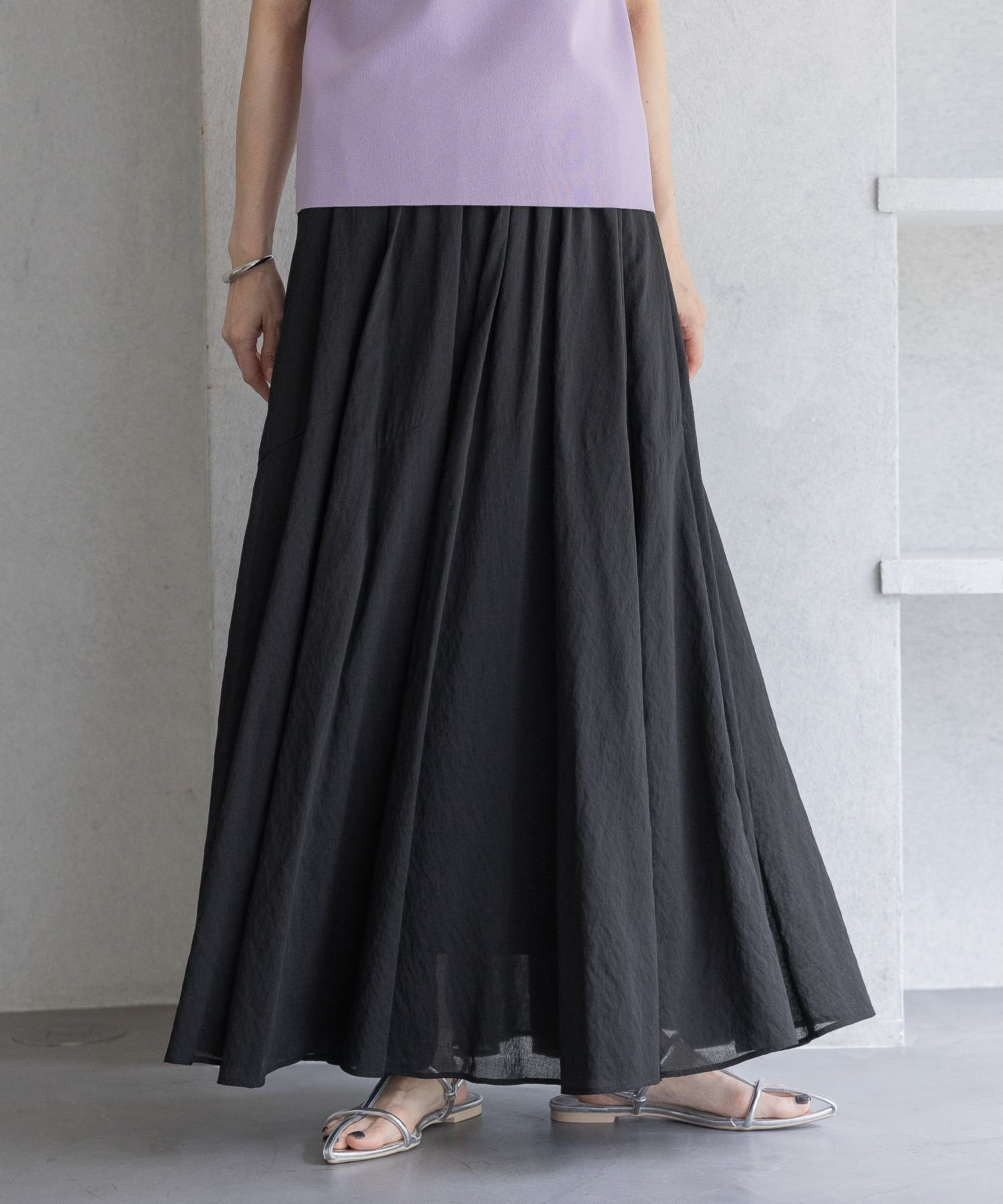 【その他のブランド/Other】のキリカエフレアスカート インテリア・キッズ・メンズ・レディースファッション・服の通販 founy(ファニー) 　ファッション　Fashion　レディースファッション　Fashion for Women　スカート　Skirts　Aライン・フレアスカート　A-Line & Flared Skirts　シアー　Sheer, See-Through　バイアス　Bias, Diagonal Cut　フレア　Flare, Flared　洗える　Machine Washable　ブラック09|ID: prp329100004622373 ipo3291000000033208604