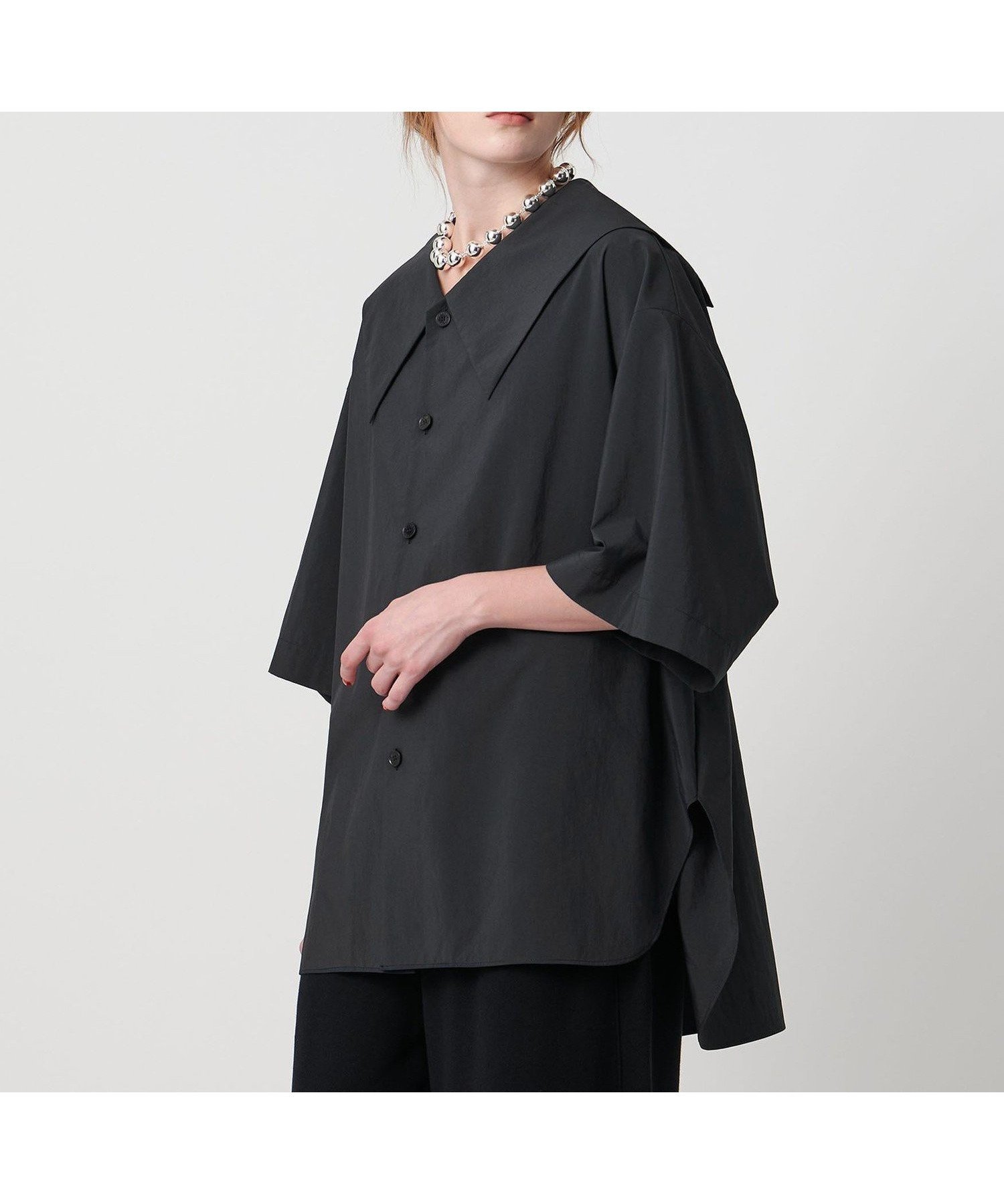 【ユナイテッドアローズ/UNITED ARROWS】のASTRAET ハーフスリーブ セーラーカラーブラウス2 インテリア・キッズ・メンズ・レディースファッション・服の通販 founy(ファニー) 　ファッション　Fashion　レディースファッション　Fashion for Women　トップス・カットソー　Cut & Sew Tops　シャツ・ブラウス・オフィスカジュアル　Elegant Blouses & Button-Ups　おすすめ　Recommended / Our Picks　スリム　Slim, Slim Fit　スリーブ　Sleeve, Long Sleeve / Short Sleeve　ハーフ　Half, Half-Length　ビッグ　Big, Oversized　ワイド　Wide, Wide Fit　BLACK|ID: prp329100004622394 ipo3291000000033249374