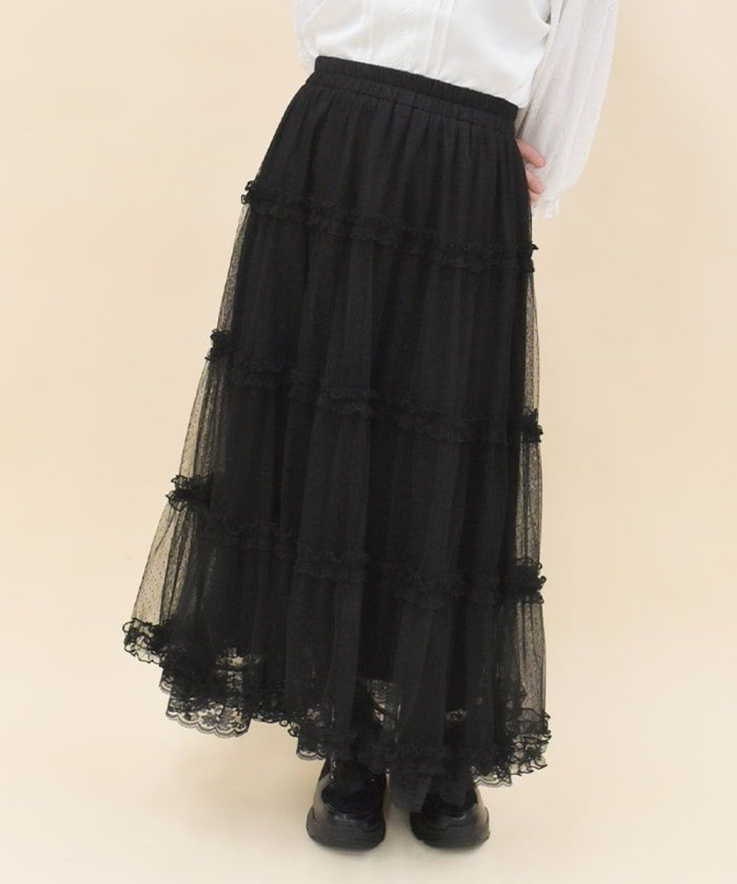 【アクシーズファム/axes femme】のチュールティアードロングスカート インテリア・キッズ・メンズ・レディースファッション・服の通販 founy(ファニー) 　ファッション　Fashion　レディースファッション　Fashion for Women　スカート　Skirts　ロングスカート　Long Skirts / Maxi & Midi Skirts　おすすめ　Recommended / Our Picks　レーシー　Lacy, Lace-Like　レース　Lace, Lace Fabric　ロング　Long, Long-Length　黒|ID: prp329100004622405 ipo3291000000033175840