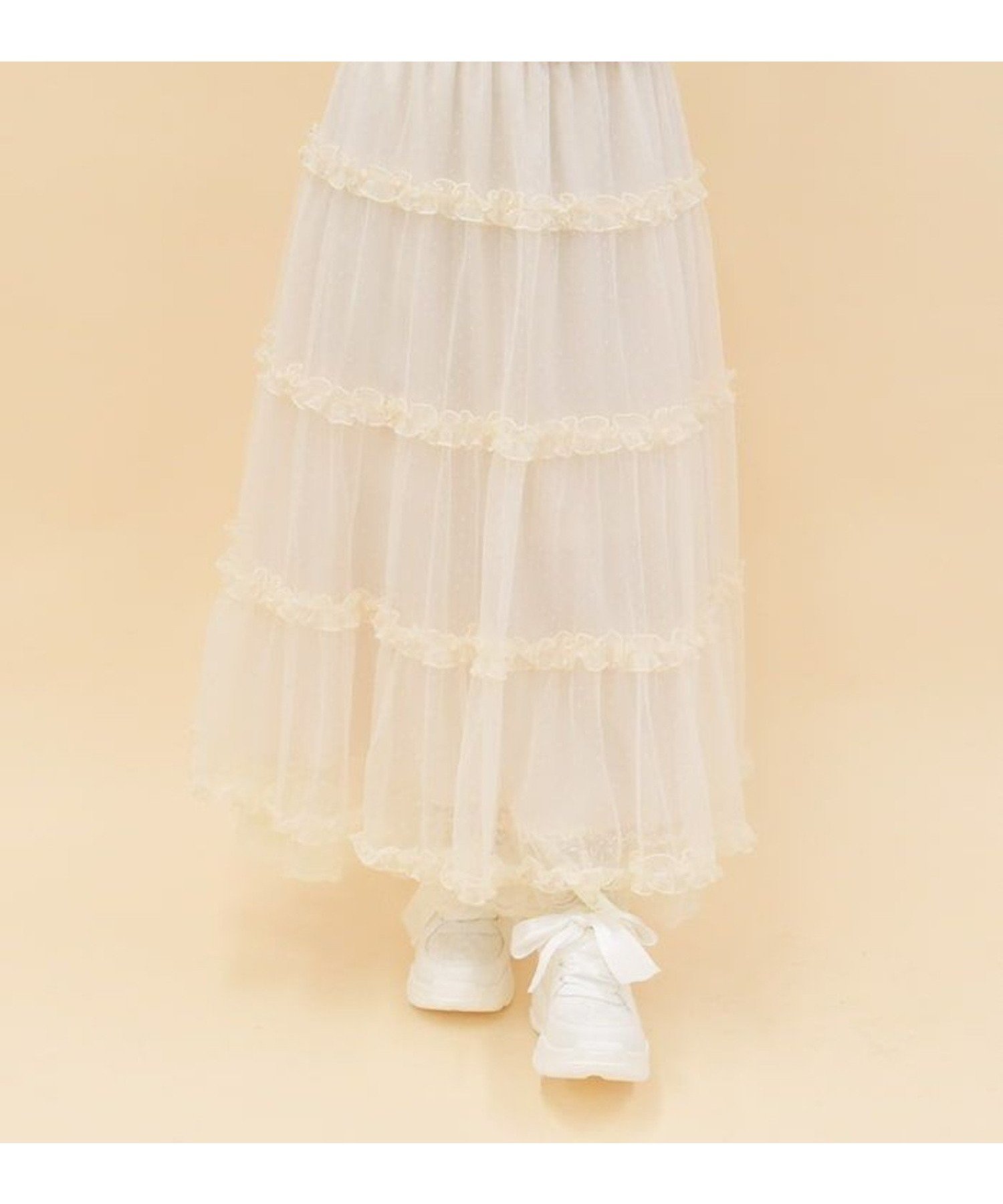 【アクシーズファム/axes femme】のチュールティアードロングスカート インテリア・キッズ・メンズ・レディースファッション・服の通販 founy(ファニー) 　ファッション　Fashion　レディースファッション　Fashion for Women　スカート　Skirts　ロングスカート　Long Skirts / Maxi & Midi Skirts　おすすめ　Recommended / Our Picks　レーシー　Lacy, Lace-Like　レース　Lace, Lace Fabric　ロング　Long, Long-Length　クリーム|ID: prp329100004622405 ipo3291000000033175842