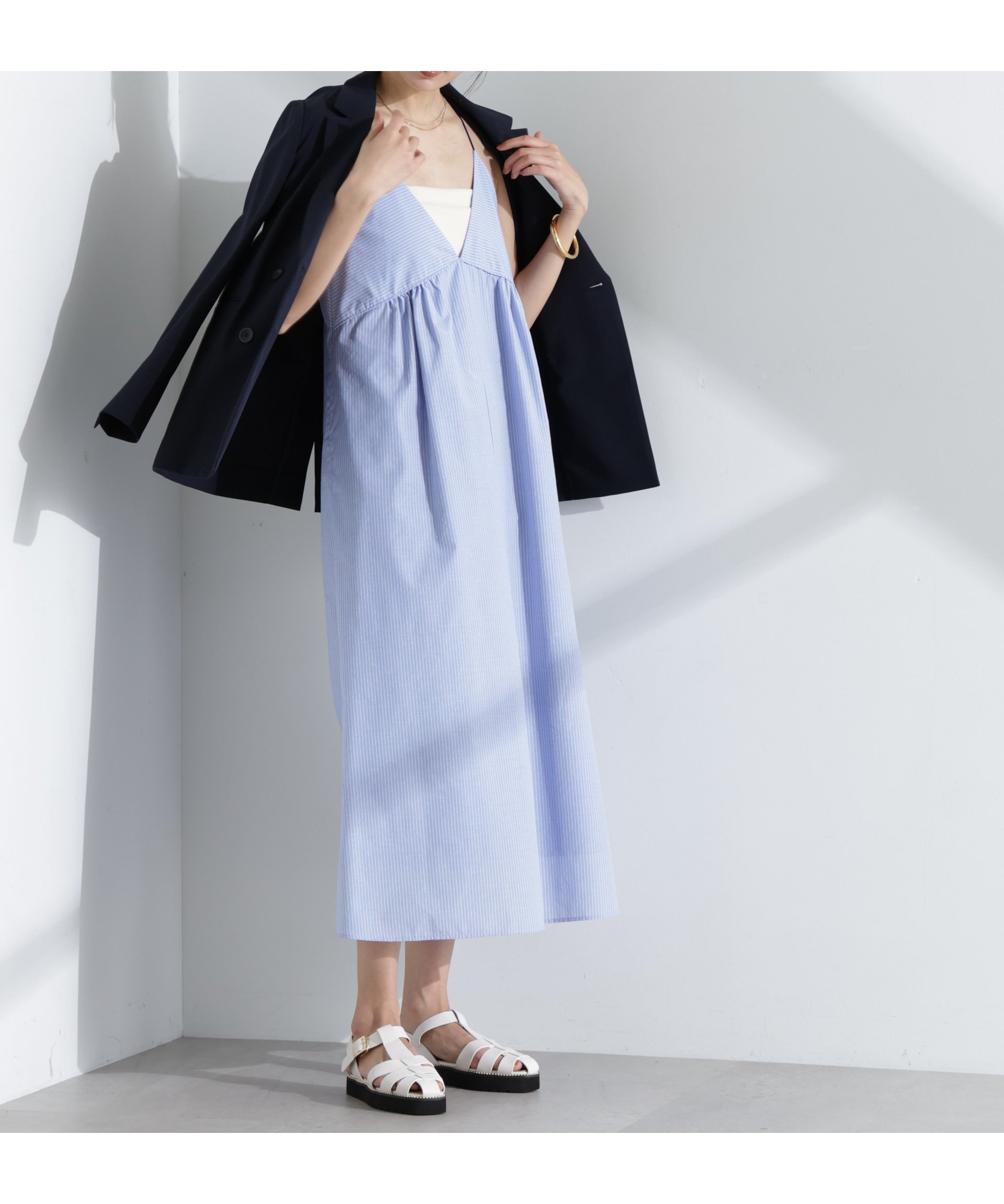【ナノ ユニバース/nano universe】のストライプフレアキャミワンピース インテリア・キッズ・メンズ・レディースファッション・服の通販 founy(ファニー) 　ファッション　Fashion　レディースファッション　Fashion for Women　ワンピース　Dresses　キャミソールワンピース　Camisole Dresses　ウォッシャブル　Machine Washable　エアリー　Airy Texture　カーディガン　Cardigan, Knitwear　キャミワンピース　Cami Dress, Slip Dress　ギャザー　Gathered, Ruffled　コンパクト　Compact, Small Size　ジャケット　Jacket, Outerwear　スタイリッシュ　Stylish, Fashionable　ストライプ　Stripe, Striped Pattern　ドレス　Dress, One-Piece　フロント　Front, Front Design　おすすめ　Recommended / Our Picks　夏　Summer　2025年　2025　2025春夏・S/S　Spring/Summer 2025 SS25　ブルー|ID: prp329100004622458 ipo3291000000033177208