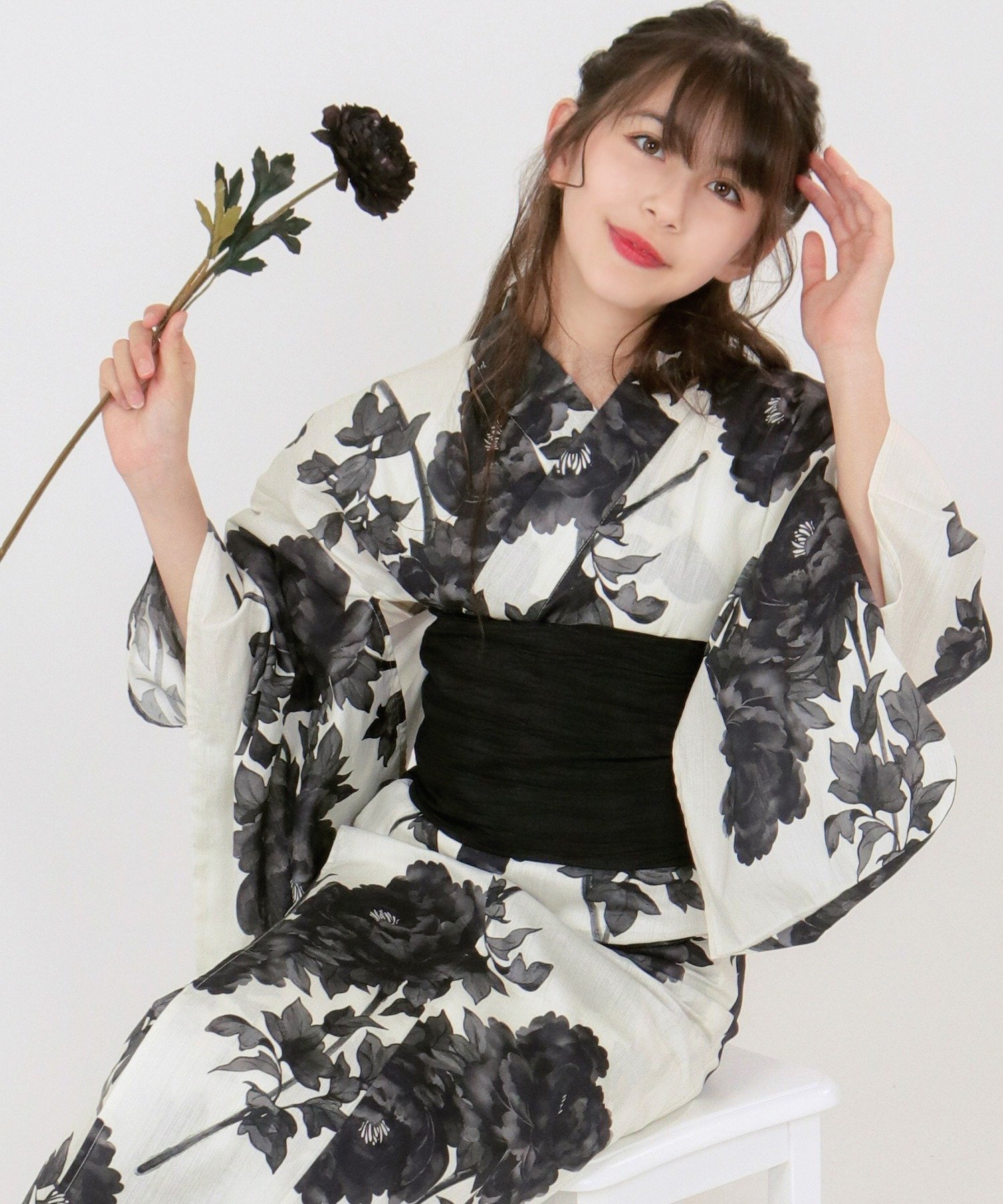 【その他のブランド/Other】の簡単着付け 浴衣 女の子 子供 セット( 浴衣 + 帯 + 下駄 + 腰紐2本 ) レトロH インテリア・キッズ・メンズ・レディースファッション・服の通販 founy(ファニー) 　ファッション　Fashion　キッズファッション　Fashion for Kids　定番　Standard, Basic Item　5.瀟洒水墨牡丹|ID: prp329100004622509 ipo3291000000033420123