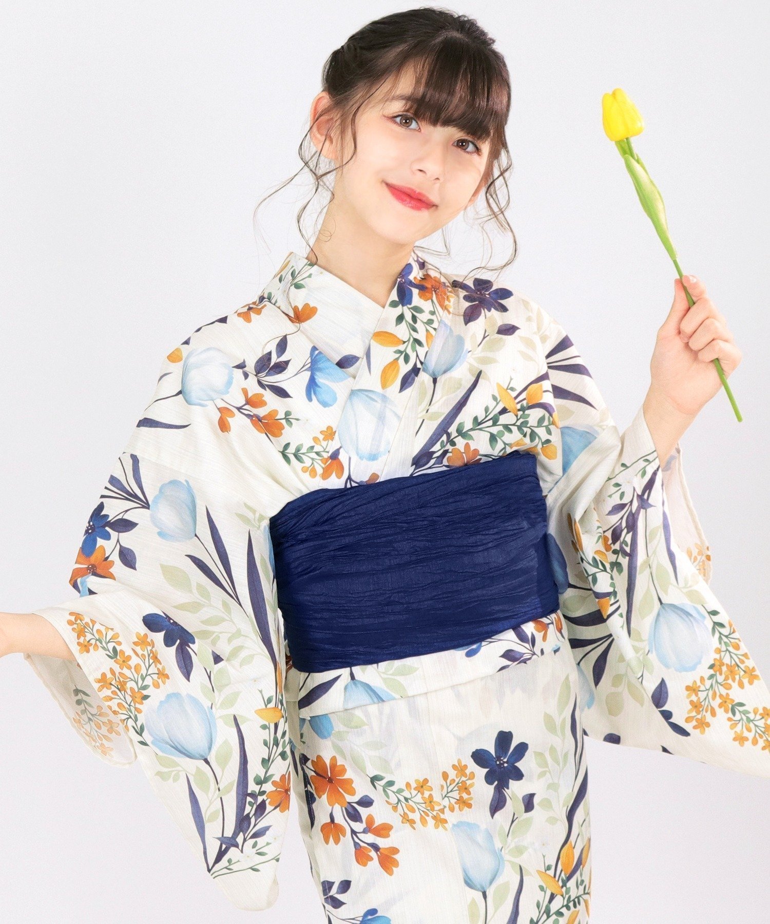【その他のブランド/Other】の簡単着付け 浴衣 女の子 子供 セット( 浴衣 + 帯 + 下駄 + 腰紐2本 ) レトロH インテリア・キッズ・メンズ・レディースファッション・服の通販 founy(ファニー) 　ファッション　Fashion　キッズファッション　Fashion for Kids　定番　Standard, Basic Item　12.ブルーミングブーケ|ID: prp329100004622509 ipo3291000000033420137
