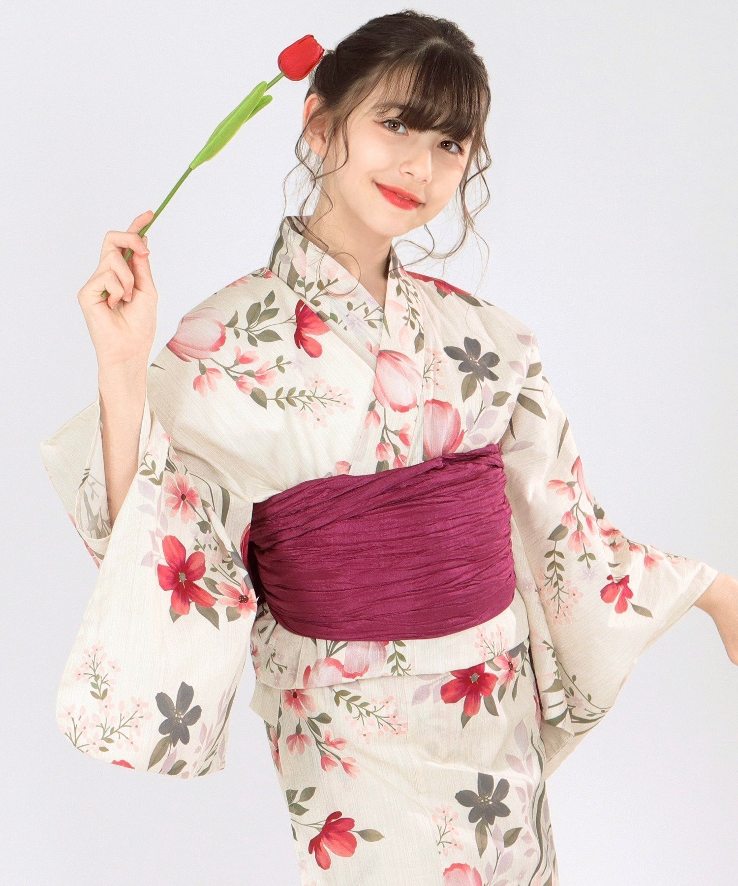 【その他のブランド/Other】の簡単着付け 浴衣 女の子 子供 セット( 浴衣 + 帯 + 下駄 + 腰紐2本 ) レトロH インテリア・キッズ・メンズ・レディースファッション・服の通販 founy(ファニー) 　ファッション　Fashion　キッズファッション　Fashion for Kids　定番　Standard, Basic Item　13.スイートブーケ|ID: prp329100004622509 ipo3291000000033420140