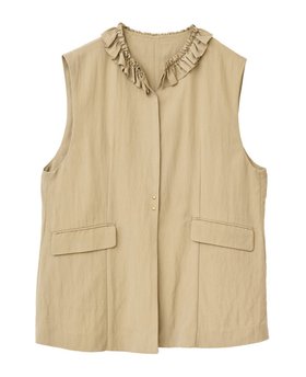 【メルローズ クレール/MELROSE claire】の【LOURMARIN】フリルジレ 人気、トレンドファッション・服の通販 founy(ファニー) ファッション Fashion レディースファッション Fashion for Women アウター Coat / Outerwear Collection トップス・カットソー Cut & Sew Tops ベスト&ジレ / 重ね着スタイル Vests & Gilets ツイル Twist, Twisted Detail フリル Frill, Ruffle ボトム Bottoms, Lower Wear |ID:prp329100004622638