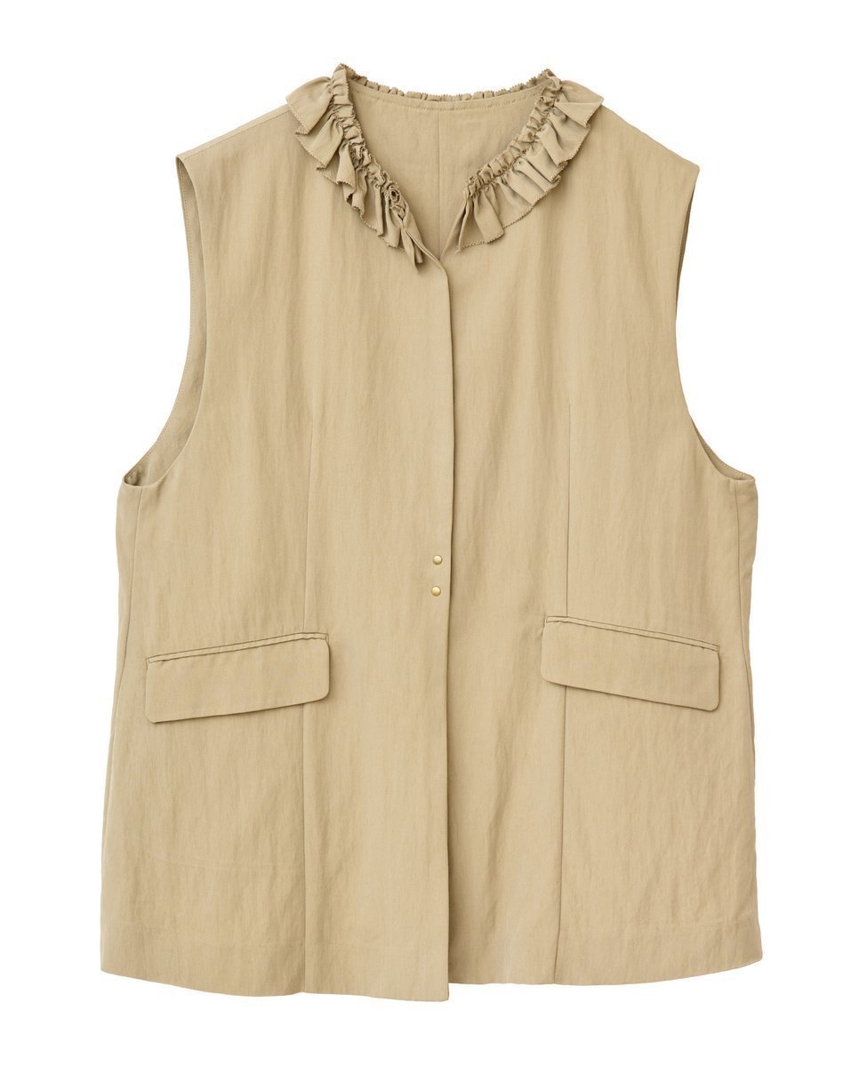 【メルローズ クレール/MELROSE claire】の【LOURMARIN】フリルジレ 人気、トレンドファッション・服の通販 founy(ファニー) 　ファッション　Fashion　レディースファッション　Fashion for Women　アウター　Coat / Outerwear Collection　トップス・カットソー　Cut & Sew Tops　ベスト&ジレ / 重ね着スタイル　Vests & Gilets　ツイル　Twist, Twisted Detail　フリル　Frill, Ruffle　ボトム　Bottoms, Lower Wear　 other-1|ID: prp329100004622638 ipo3291000000033180953