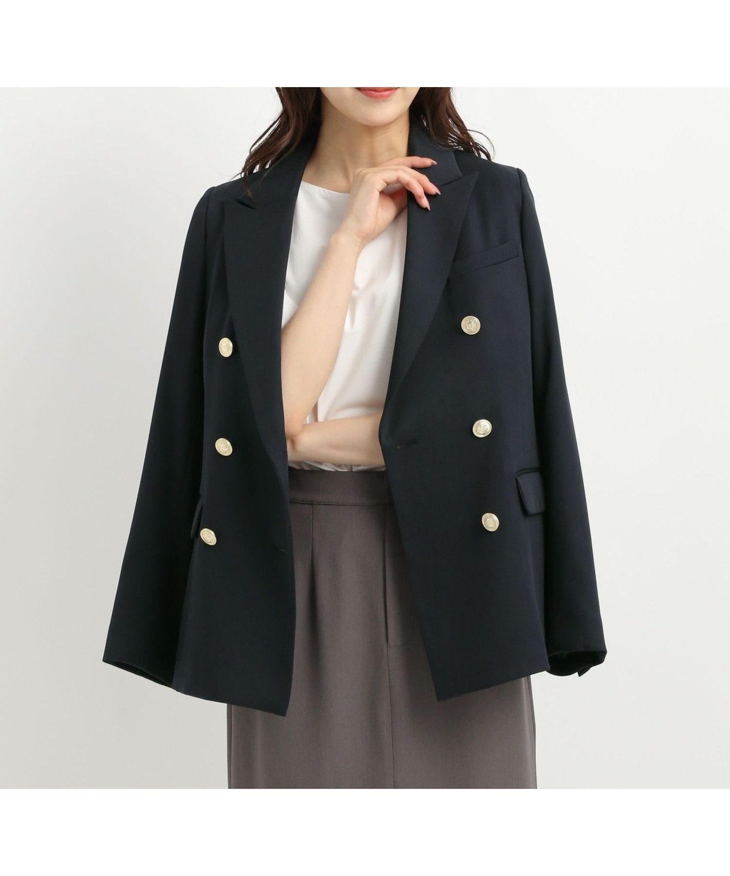 【アンデミュウ/Andemiu】のキンボタンジャケット インテリア・キッズ・メンズ・レディースファッション・服の通販 founy(ファニー) 　ファッション　Fashion　レディースファッション　Fashion for Women　アウター　Coat / Outerwear Collection　レディースジャケット・軽アウター　Jackets　ジャケット　Jacket, Outerwear　ビジネス 仕事 通勤　Business / Work / Commuting　秋　Autumn　ネイビー|ID: prp329100004622639 ipo3291000000033180960