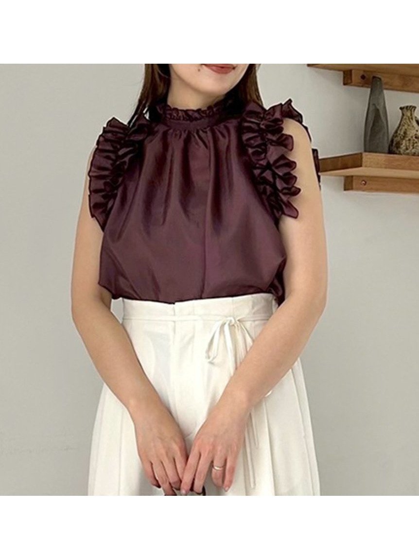 【フレイ アイディー/FRAY I.D】の2wayギャザーフリルブラウス インテリア・キッズ・メンズ・レディースファッション・服の通販 founy(ファニー) 　ファッション　Fashion　レディースファッション　Fashion for Women　トップス・カットソー　Cut & Sew Tops　シャツ・ブラウス・オフィスカジュアル　Elegant Blouses & Button-Ups　インナー　Innerwear　秋　Autumn　キャミソール　Camisole, Spaghetti Strap Top　ギャザー　Gathered, Ruffled　スキッパー　Skipper, Open Collar　フリル　Frill, Ruffle　フロント　Front, Front Design　ブラウジング　Blouson Silhouette, Cinched Waist　ボトム　Bottoms, Lower Wear　リボン　Ribbon, Bow　おすすめ　Recommended / Our Picks　エレガント 上品　Elegant　BRW[058]|ID: prp329100004622646 ipo3291000000033374694