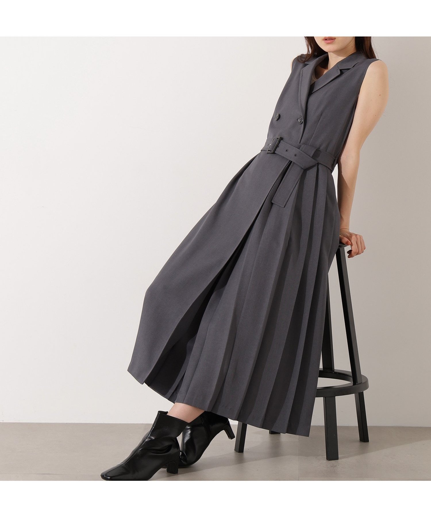 【エヌ ナチュラルビューティーベーシック/N.Natural Beauty basic】のトレンチディテールジャンスカ インテリア・キッズ・メンズ・レディースファッション・服の通販 founy(ファニー) 　ファッション　Fashion　レディースファッション　Fashion for Women　インナー　Innerwear　スタイリッシュ　Stylish, Fashionable　ツイル　Twist, Twisted Detail　トレンチ　Trench, Trench Coat　プリーツ　Pleats, Pleated　メランジ　Melange, Mixed Yarn　チャコール1|ID: prp329100004622845 ipo3291000000033185404