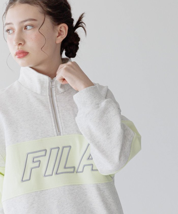 【グローバルワーク/GLOBAL WORK / KIDS】のFILA/コラボハーフZIP/キッズ/252057 インテリア・キッズ・メンズ・レディースファッション・服の通販 founy(ファニー) https://founy.com/ ファッション Fashion キッズファッション Fashion for Kids おすすめ Recommended / Our Picks プリント Print, Printed Pattern ボックス Boxy, Box Shape 切替 Switching, Contrast Panel |ID: prp329100004622915 ipo3291000000033493815