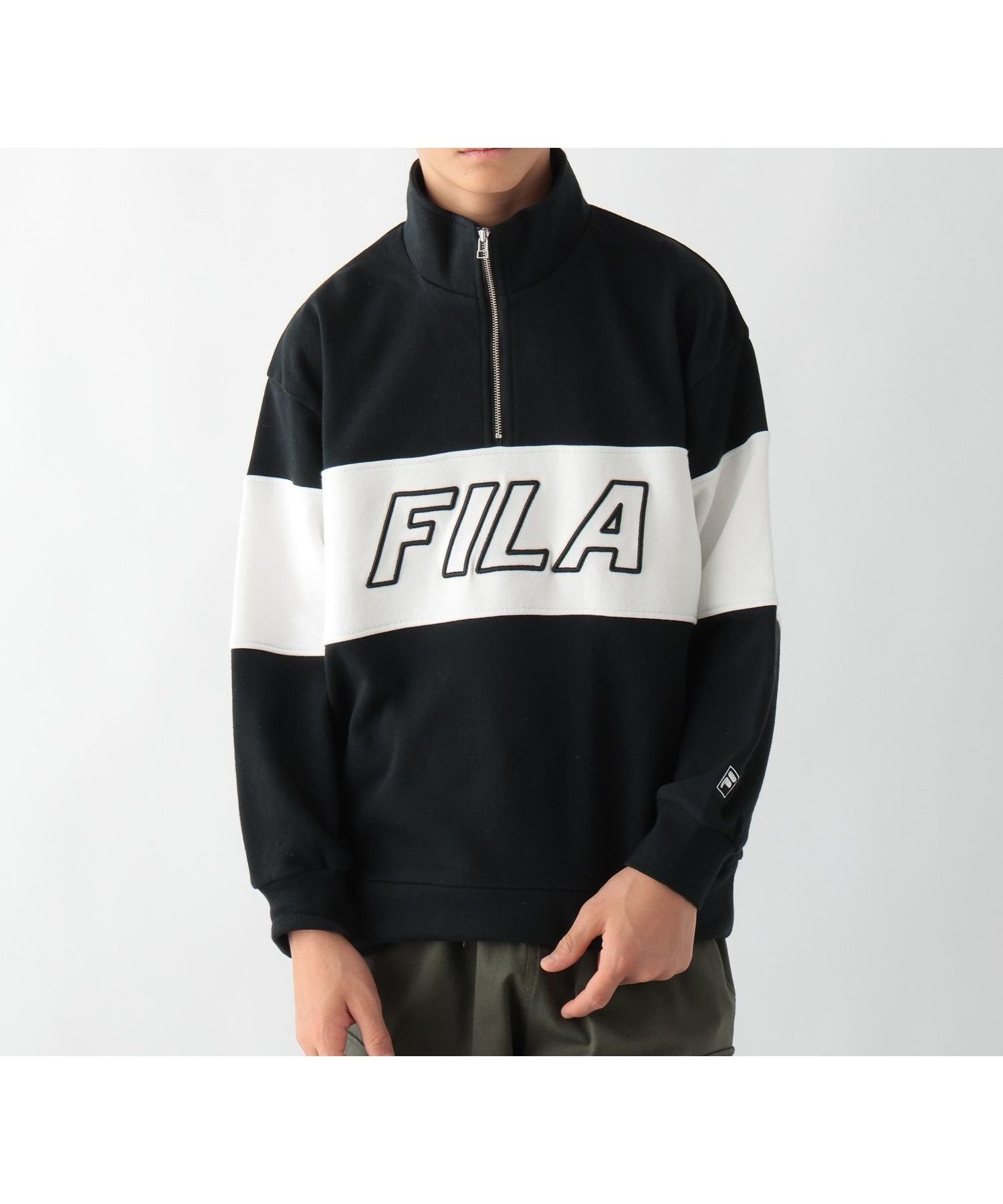 【グローバルワーク/GLOBAL WORK / KIDS】のFILA/コラボハーフZIP/キッズ/252057 インテリア・キッズ・メンズ・レディースファッション・服の通販 founy(ファニー) 　ファッション　Fashion　キッズファッション　Fashion for Kids　おすすめ　Recommended / Our Picks　プリント　Print, Printed Pattern　ボックス　Boxy, Box Shape　切替　Switching, Contrast Panel　ブラック切替09|ID: prp329100004622915 ipo3291000000033493824