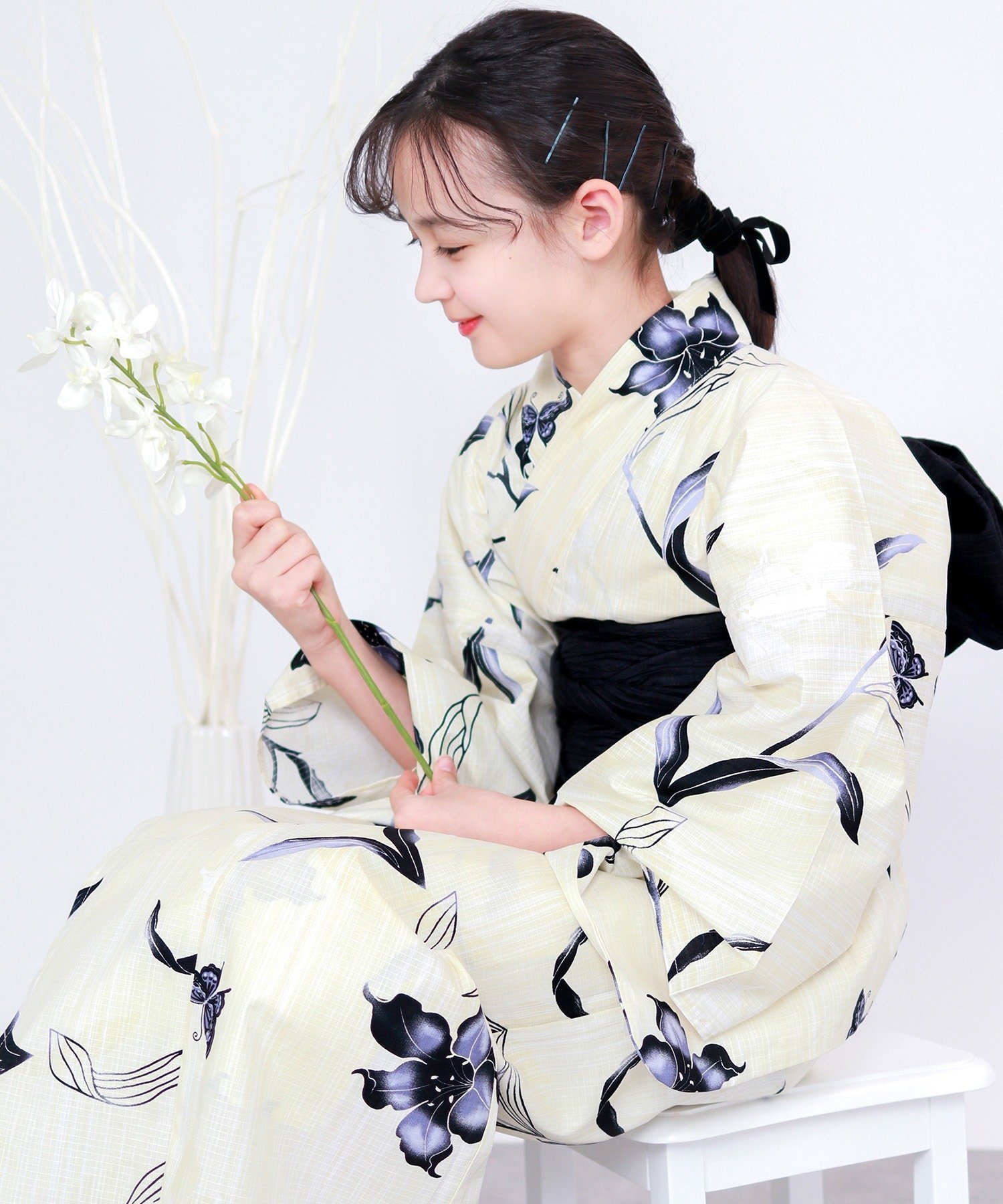 【その他のブランド/Other】の簡単着付け セパレート 浴衣 女の子 3点セット( セパレート浴衣 + 帯 + 下駄 ) インテリア・キッズ・メンズ・レディースファッション・服の通販 founy(ファニー) 　ファッション　Fashion　キッズファッション　Fashion for Kids　おすすめ　Recommended / Our Picks　セパレート　Separate, Two-Piece　夏　Summer　定番　Standard, Basic Item　7.黒揚羽の幻想しらべ|ID: prp329100004623009 ipo3291000000033461511