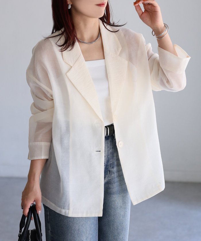 【リベリー/Riberry】のシアーテーラードジャケット インテリア・キッズ・メンズ・レディースファッション・服の通販 founy(ファニー) https://founy.com/ ファッション Fashion レディースファッション Fashion for Women アウター Coat / Outerwear Collection レディースジャケット・軽アウター Jackets テーラードジャケット / 通勤・きれいめスタイル Tailored Jackets & Blazers インナー Innerwear 春 Spring キャミソール Camisole, Spaghetti Strap Top クラシック Classic, Timeless Style コンパクト Compact, Small Size シアー Sheer, See-Through シンプル Simple, Minimal タンク Tank Top, Sleeveless Top テーラード Tailored, Tailored Fit 人気 Popular, Best Seller 長袖 Long Sleeve, Full Sleeve バランス Balance, Style Balance リネン Linen, Linen Fabric おすすめ Recommended / Our Picks エレガント 上品 Elegant |ID: prp329100004623262 ipo3291000000033191168