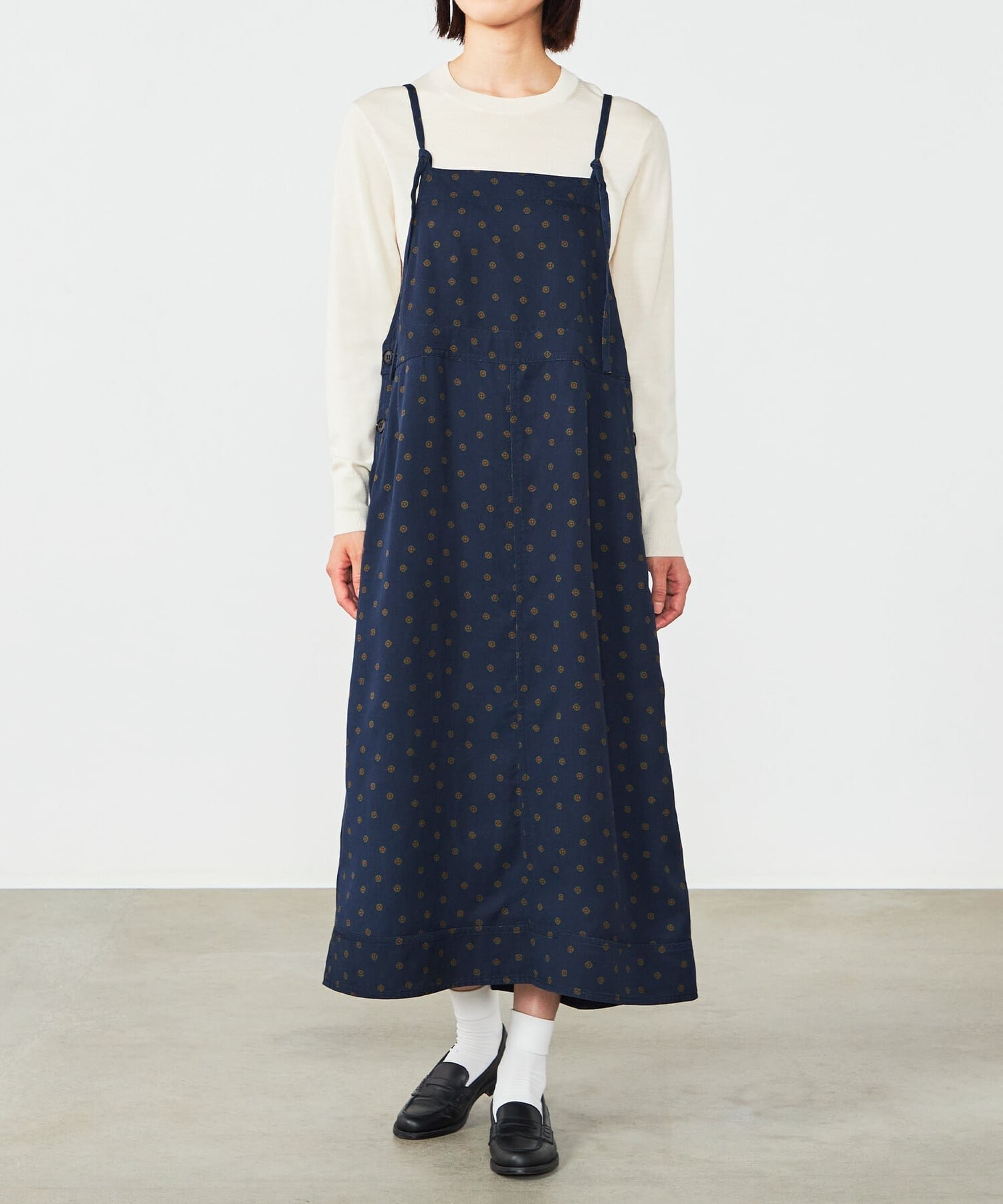 【ビショップ/Bshop】のツイルプリント サロペットスカート WOMEN インテリア・キッズ・メンズ・レディースファッション・服の通販 founy(ファニー) 　ファッション　Fashion　レディースファッション　Fashion for Women　スカート　Skirts　なめらか　Smooth, Silky Texture　スリット　Slit, Slit Detail　ツイル　Twist, Twisted Detail　プリント　Print, Printed Pattern　ポケット　Pocket, Pocket Detail　ロング　Long, Long-Length　NAVY系1|ID: prp329100004623306 ipo3291000000033191673