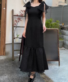 【ジュノア/JUNOAH】のチュールリボンツイードマーメイドワンピース 人気、トレンドファッション・服の通販 founy(ファニー) ファッション Fashion レディースファッション Fashion for Women ワンピース Dresses |ID:prp329100004623422