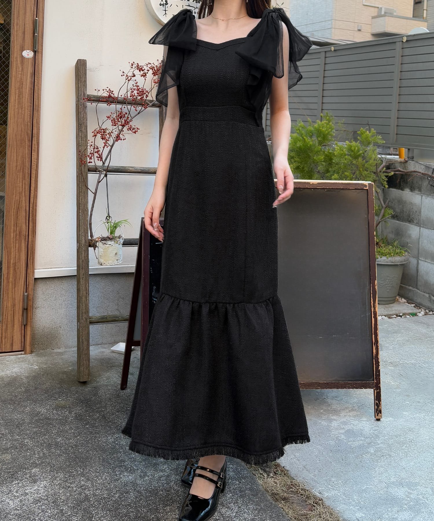 【ジュノア/JUNOAH】のチュールリボンツイードマーメイドワンピース 人気、トレンドファッション・服の通販 founy(ファニー) 　ファッション　Fashion　レディースファッション　Fashion for Women　ワンピース　Dresses　 other-1|ID: prp329100004623422 ipo3291000000033212997