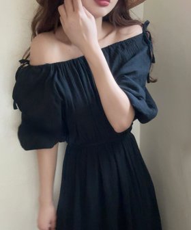 【ジュノア/JUNOAH】のギャザーネックダブルリボンワンピース 人気、トレンドファッション・服の通販 founy(ファニー) ファッション Fashion レディースファッション Fashion for Women ワンピース Dresses |ID:prp329100004623431
