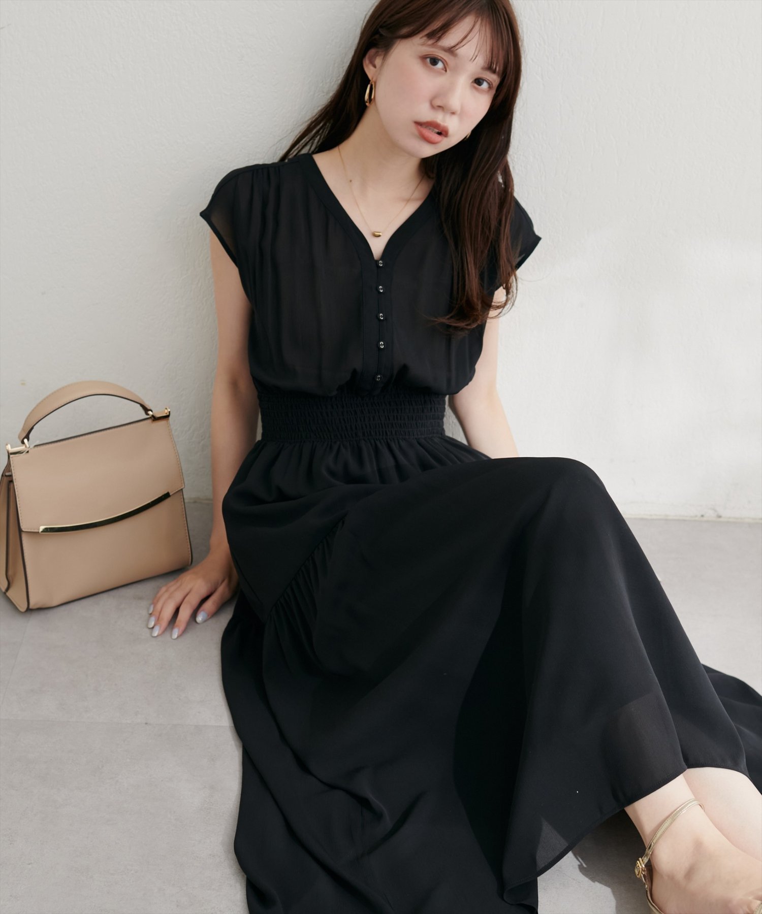 【ナチュラルクチュール/natural couture】のWEB限定 /【プチナチュ】ウエストシャーリングワンピース インテリア・キッズ・メンズ・レディースファッション・服の通販 founy(ファニー) 　ファッション　Fashion　レディースファッション　Fashion for Women　ワンピース　Dresses　インナー　Innerwear　カーディガン　Cardigan, Knitwear　サンダル　Sandals, Summer Shoes　シンプル　Simple, Minimal　スリーブ　Sleeve, Long Sleeve / Short Sleeve　フレンチ　French, French Style　ミュール　Mule, Backless Shoes　無地　Plain, Solid Color　夏　Summer　エレガント 上品　Elegant　2025年　2025　2025-2026秋冬・A/W　Autumn/Winter 2025–26 AW25–26　ブラック|ID: prp329100004623445 ipo3291000000033193245