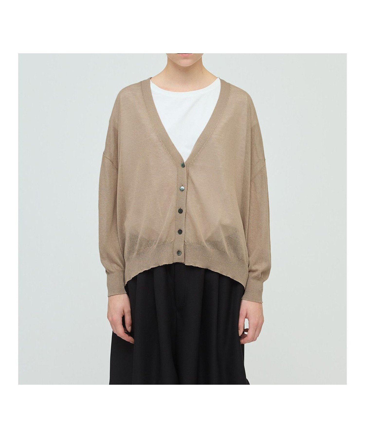 【マーコート/MARcourt】のmizuiro ind Vネックワイドカーディガン インテリア・キッズ・メンズ・レディースファッション・服の通販 founy(ファニー) 　ファッション　Fashion　レディースファッション　Fashion for Women　トップス・カットソー　Cut & Sew Tops　カーディガン・羽織り　Layered Style Cardigans　Vネックトップス　V-Neck Tops / V-Cut Neckline Shirts　カーディガン　Cardigan, Knitwear　ベーシック　Basic, Essential　ポケット　Pocket, Pocket Detail　ワイド　Wide, Wide Fit　夏　Summer　無地　Plain, Solid Color　長袖　Long Sleeve, Full Sleeve　ベージュ|ID: prp329100004623546 ipo3291000000033677078