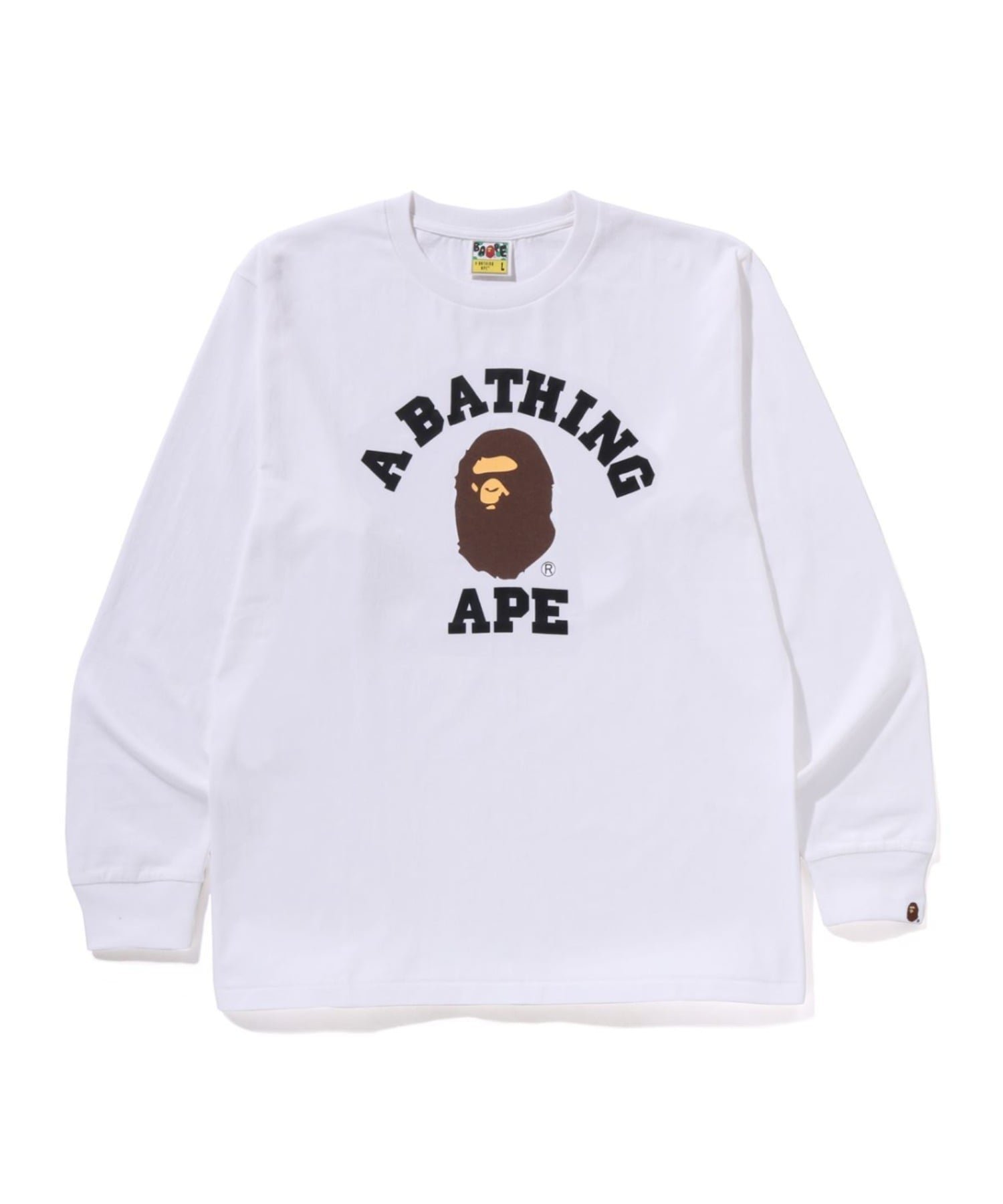【アベイシングエイプ/A BATHING APE / MEN】のCOLLEGE LS TEE インテリア・キッズ・メンズ・レディースファッション・服の通販 founy(ファニー) 　ファッション　Fashion　メンズファッション　Fashion for Men　インナー　Innerwear　スリーブ　Sleeve, Long Sleeve / Short Sleeve　フロント　Front, Front Design　プリント　Print, Printed Pattern　ラバー　Rubber, Rubber Sole　ロング　Long, Long-Length　WHITE|ID: prp329100004623585 ipo3291000000033840141