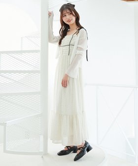 【マジェスティック レゴン/MAJESTIC LEGON】のバイカラーリボンキャミワンピース 人気、トレンドファッション・服の通販 founy(ファニー) ファッション Fashion レディースファッション Fashion for Women ワンピース Dresses キャミソールワンピース Camisole Dresses キャミワンピース Cami Dress, Slip Dress ギャザー Gathered, Ruffled ティアード Tiered, Tiered Style フィット Fit, Slim Fit リボン Ribbon, Bow ロング Long, Long-Length 羽織 Haori, Light Jacket |ID:prp329100004623738