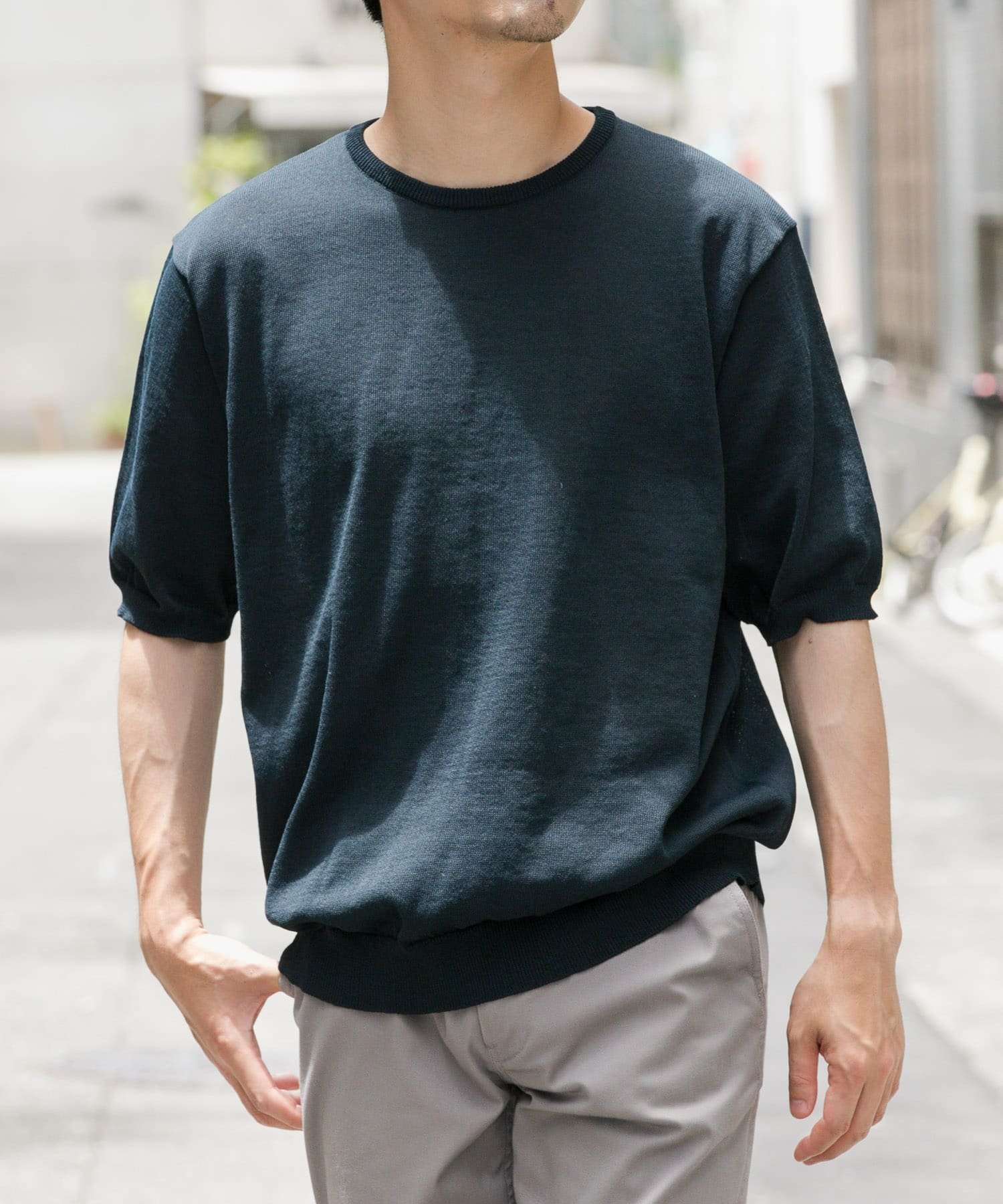 【アーバンリサーチ ロッソ/URBAN RESEARCH ROSSO / MEN】の『UR TECH ひやサラクール』AIRDRY半袖クルーニット インテリア・キッズ・メンズ・レディースファッション・服の通販 founy(ファニー) 　ファッション　Fashion　メンズファッション　Fashion for Men　インナー　Innerwear　クール　Cool, Chic　サマー　Summer, Summer Style　サンダル　Sandals, Summer Shoes　シューズ　Shoes, Footwear　シンプル　Simple, Minimal　ジャケット　Jacket, Outerwear　スラックス　Slacks, Dress Pants　定番　Standard, Basic Item　ポロシャツ　Polo Shirt, Collared Tee　半袖　Short Sleeve, Half Sleeve　モダン　Modern, Contemporary　S/S・春夏　SS, Spring/Summer, Warm Season　夏　Summer　エレガント 上品　Elegant　2025年　2025　2025春夏・S/S　Spring/Summer 2025 SS25　NAVY|ID: prp329100004623769 ipo3291000000033198466