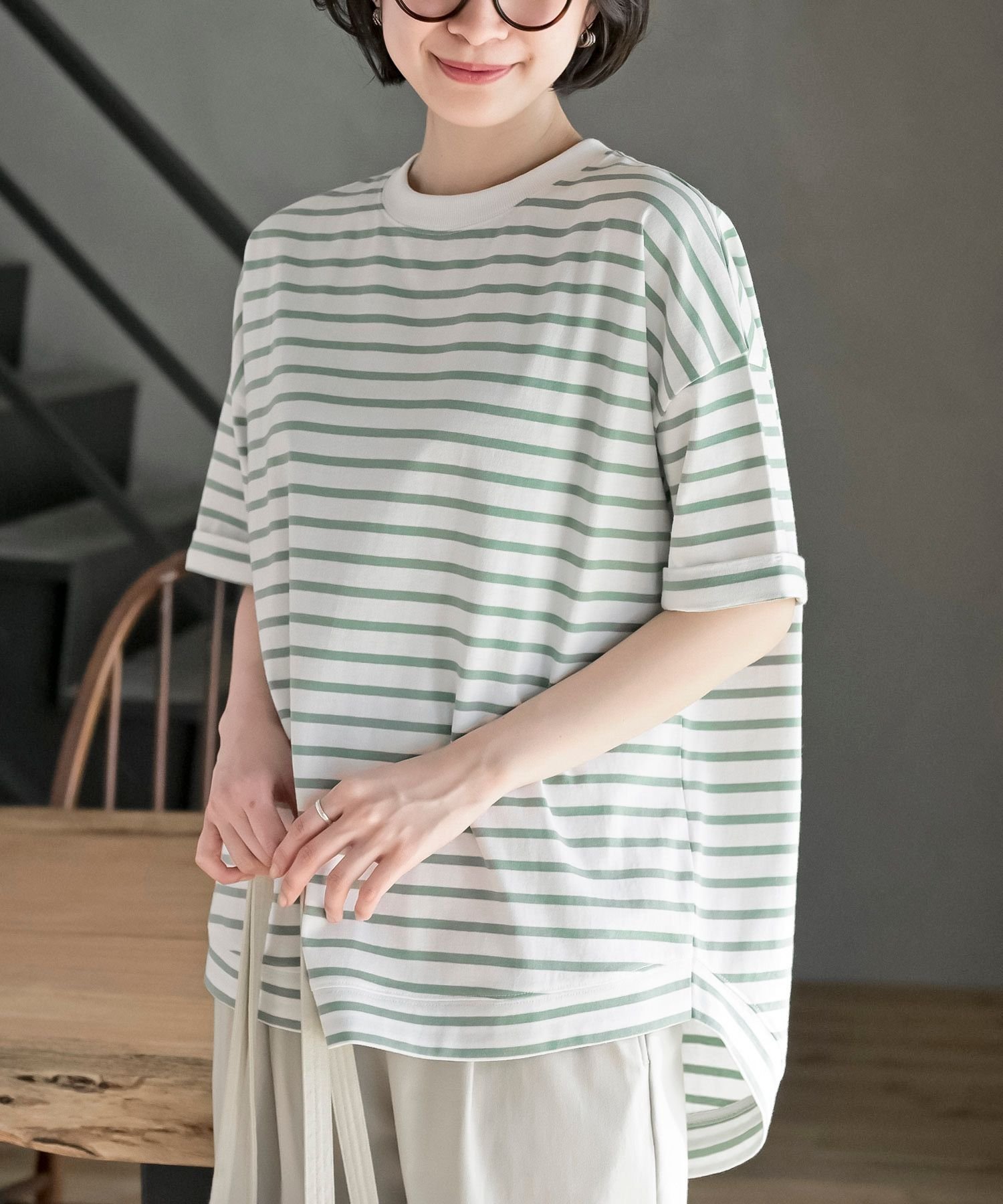 【アールピーエス/rps】のターンバックボーダードルマンプルオーバー インテリア・キッズ・メンズ・レディースファッション・服の通販 founy(ファニー) 　ファッション　Fashion　レディースファッション　Fashion for Women　トップス・カットソー　Cut & Sew Tops　カジュアルプルオーバー・ニットトップス　Pullovers & Knit Tops / Casual Pullovers　バッグ　Bags　カットソー　Cut and Sewn Top　シンプル　Simple, Minimal　トレンド　Trend, Trending Now　ドロップ　Drop Shoulder, Dropped Style　ベーシック　Basic, Essential　ボーダー　Border, Stripe　ミックス　Mix, Mixed Style　ミントグリーン|ID: prp329100004623794 ipo3291000000033290643