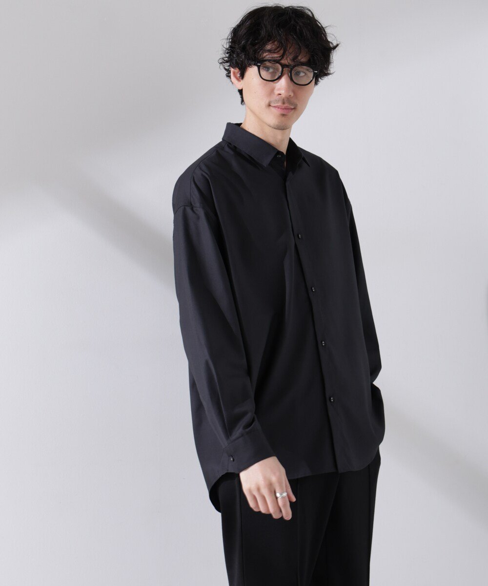 【ナノ ユニバース/nano universe / MEN】のビッグドレープシャツ 長袖 インテリア・キッズ・メンズ・レディースファッション・服の通販 founy(ファニー) 　ファッション　Fashion　メンズファッション　Fashion for Men　2025年　2025　2025春夏・S/S　Spring/Summer 2025 SS25　おすすめ　Recommended / Our Picks　インナー　Innerwear　ウォッシャブル　Machine Washable　トレンド　Trend, Trending Now　ドロップ　Drop Shoulder, Dropped Style　ビッグ　Big, Oversized　レギュラー　Regular, Standard Fit　定番　Standard, Basic Item　長袖　Long Sleeve, Full Sleeve　チャコール3|ID: prp329100004623820 ipo3291000000033199200