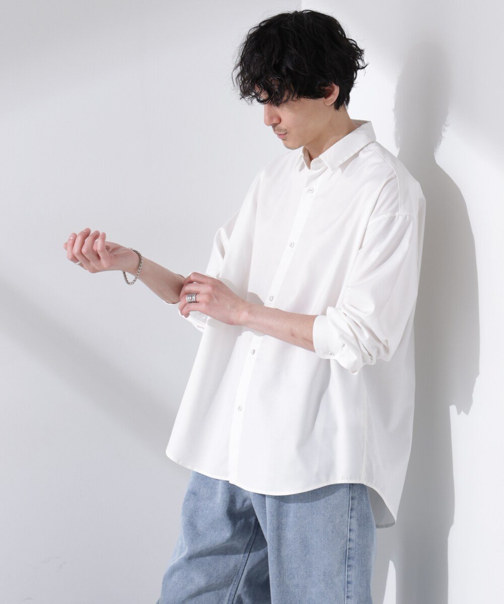 【ナノ ユニバース/nano universe / MEN】のビッグドレープシャツ 長袖 インテリア・キッズ・メンズ・レディースファッション・服の通販 founy(ファニー) 　ファッション　Fashion　メンズファッション　Fashion for Men　2025年　2025　2025春夏・S/S　Spring/Summer 2025 SS25　おすすめ　Recommended / Our Picks　インナー　Innerwear　ウォッシャブル　Machine Washable　トレンド　Trend, Trending Now　ドロップ　Drop Shoulder, Dropped Style　ビッグ　Big, Oversized　レギュラー　Regular, Standard Fit　定番　Standard, Basic Item　長袖　Long Sleeve, Full Sleeve　ホワイト|ID: prp329100004623820 ipo3291000000033199202