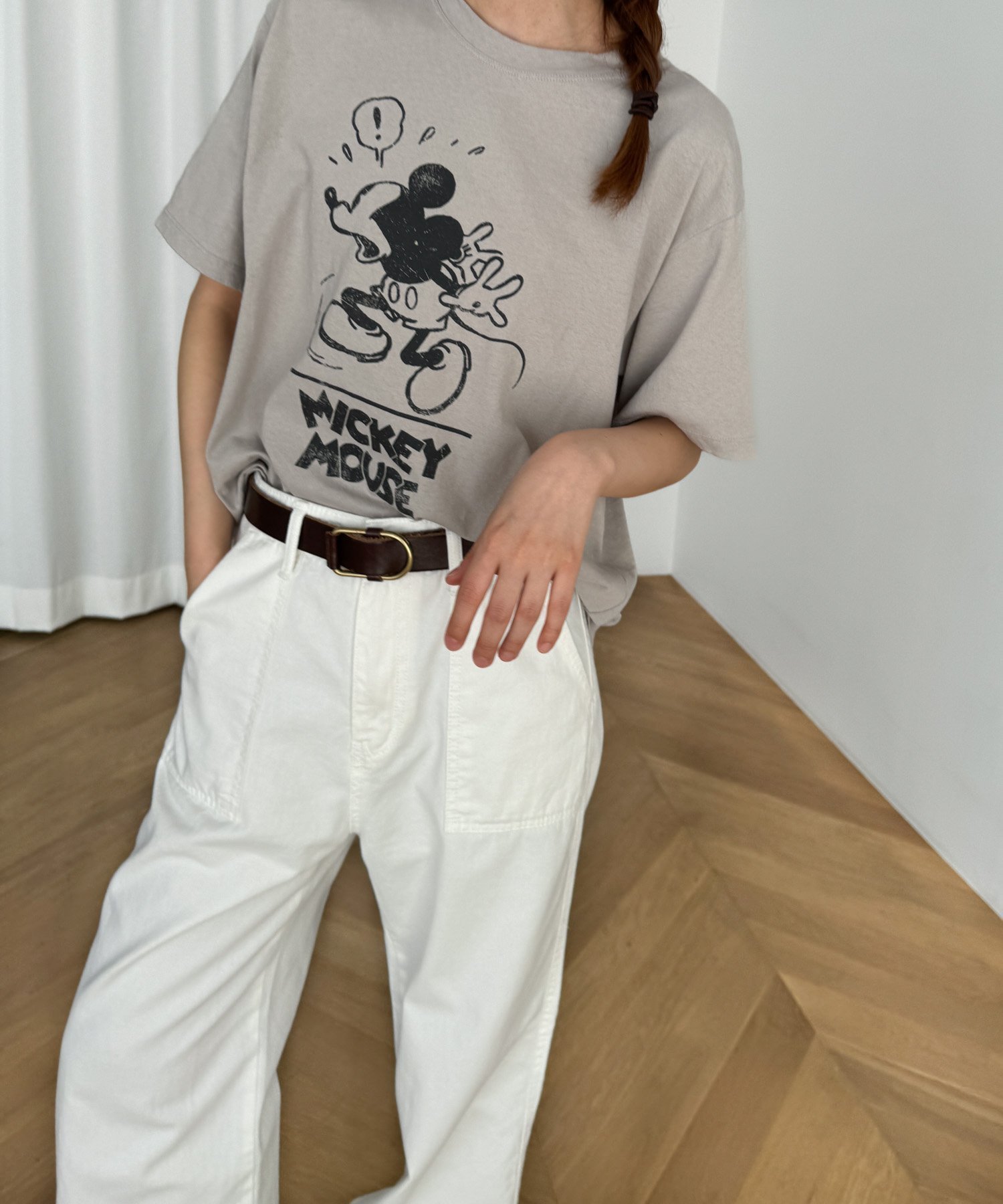 【キャナルジーン/CANAL JEAN】のEl mar びっくりミッキーTシャツ インテリア・キッズ・メンズ・レディースファッション・服の通販 founy(ファニー) 　ファッション　Fashion　レディースファッション　Fashion for Women　トップス・カットソー　Cut & Sew Tops　シャツ・ブラウス・オフィスカジュアル　Elegant Blouses & Button-Ups　ロングTシャツ・Tシャツ　Longline T-Shirts & Tees　おすすめ　Recommended / Our Picks　ダメージ　Distressed, Destroyed　デニム　Denim, Jeans Material　プリント　Print, Printed Pattern　ボトム　Bottoms, Lower Wear　半袖　Short Sleeve, Half Sleeve　夏　Summer　グレー|ID: prp329100004623835 ipo3291000000033199346