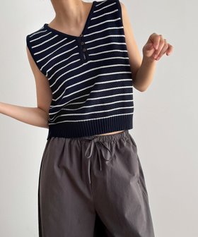 【キャナルジーン/CANAL JEAN】のEl mar ビスコースボーダーニットタンク 人気、トレンドファッション・服の通販 founy(ファニー) ファッション Fashion レディースファッション Fashion for Women トップス・カットソー Cut & Sew Tops ニット Knit Tops & Sweaters おすすめ Recommended / Our Picks デコルテ Décolleté, Neckline バランス Balance, Style Balance ボトム Bottoms, Lower Wear ボーダー Border, Stripe |ID:prp329100004623870