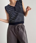 【キャナルジーン/CANAL JEAN】のEl mar ビスコースボーダーニットタンク 人気、トレンドファッション・服の通販 founy(ファニー) ファッション Fashion レディースファッション Fashion for Women トップス・カットソー Cut & Sew Tops ニット Knit Tops & Sweaters おすすめ Recommended / Our Picks デコルテ Décolleté, Neckline バランス Balance, Style Balance ボトム Bottoms, Lower Wear ボーダー Border, Stripe thumbnail ネイビー|ID: prp329100004623870 ipo3291000000033199661