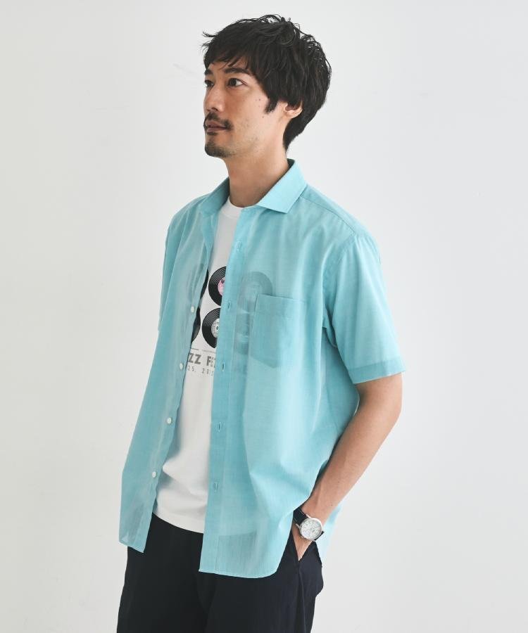【タケオキクチ/TAKEO KIKUCHI / MEN】の接触冷感付き ローン 半袖シャツ インテリア・キッズ・メンズ・レディースファッション・服の通販 founy(ファニー) 　ファッション　Fashion　メンズファッション　Fashion for Men　ポケット　Pocket, Pocket Detail　半袖　Short Sleeve, Half Sleeve　夏　Summer　羽織　Haori, Light Jacket　軽量　Lightweight, Ultra Light　ブルーグリーン|ID: prp329100004623891 ipo3291000000033199837
