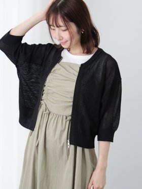 【テチチ/Te chichi】のメッシュダブルジップカーディガン 人気、トレンドファッション・服の通販 founy(ファニー) ファッション Fashion レディースファッション Fashion for Women トップス・カットソー Cut & Sew Tops カーディガン・羽織り Layered Style Cardigans ショート Short, Short Length バランス Balance, Style Balance メッシュ Mesh, Net Fabric |ID:prp329100004623918