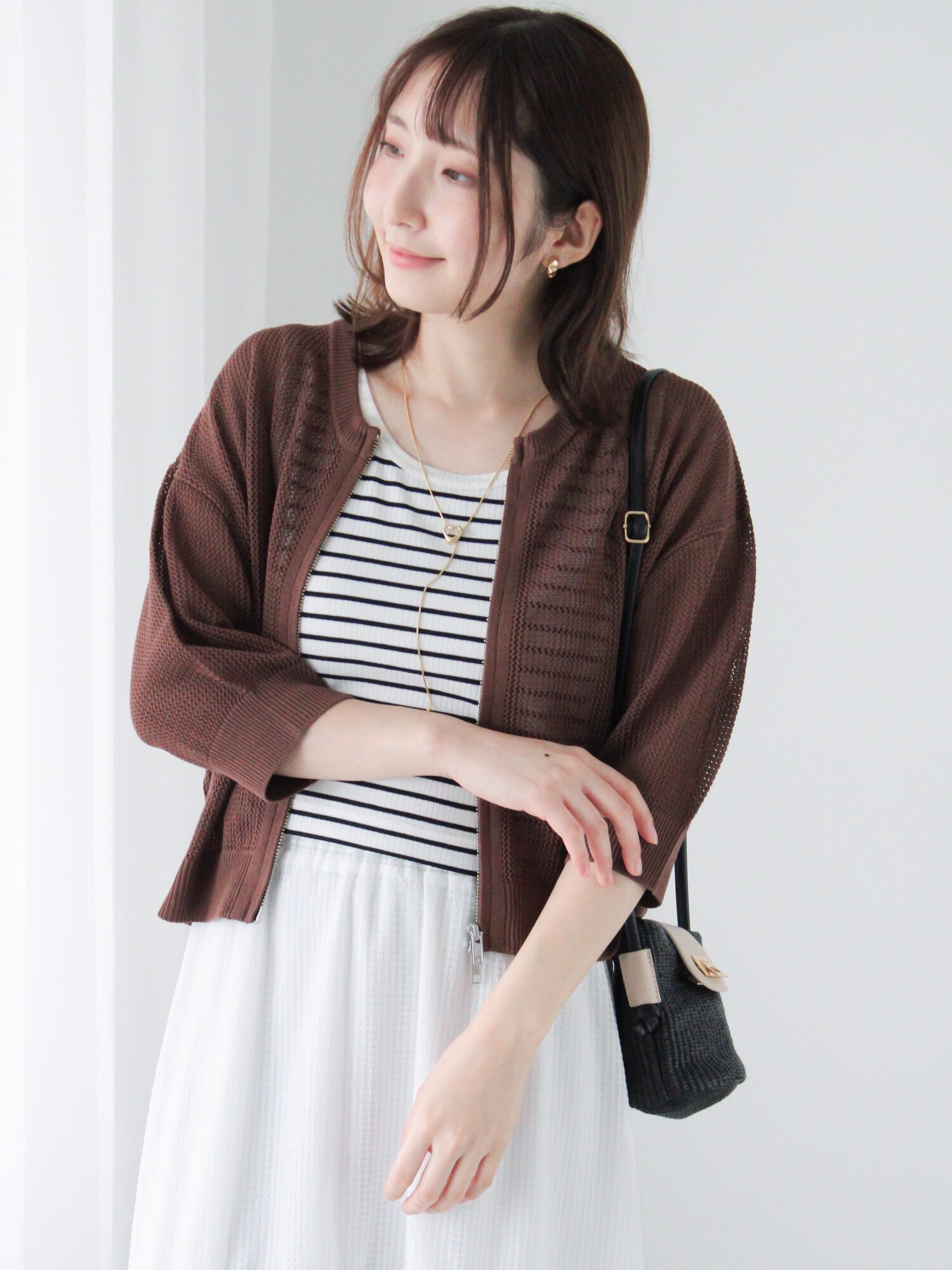 【テチチ/Te chichi】のメッシュダブルジップカーディガン インテリア・キッズ・メンズ・レディースファッション・服の通販 founy(ファニー) 　ファッション　Fashion　レディースファッション　Fashion for Women　トップス・カットソー　Cut & Sew Tops　カーディガン・羽織り　Layered Style Cardigans　ショート　Short, Short Length　バランス　Balance, Style Balance　メッシュ　Mesh, Net Fabric　ブラウン|ID: prp329100004623918 ipo3291000000033200471