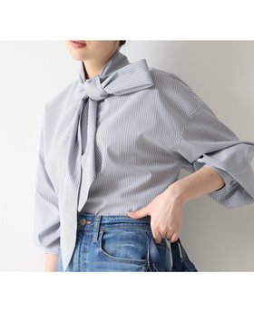 【ティアラ/Tiara】のビッグボウブラウス 人気、トレンドファッション・服の通販 founy(ファニー) ファッション Fashion レディースファッション Fashion for Women トップス・カットソー Cut & Sew Tops シャツ・ブラウス・オフィスカジュアル Elegant Blouses & Button-Ups シャンブレー Chambray, Denim-Like Fabric シンプル Simple, Minimal ストライプ Stripe, Striped Pattern ストレッチ Stretch, Stretchy Fabric デニム Denim, Jeans Material トレンド Trend, Trending Now ハイネック High Neck, Mock Neck リボン Ribbon, Bow |ID:prp329100004623925
