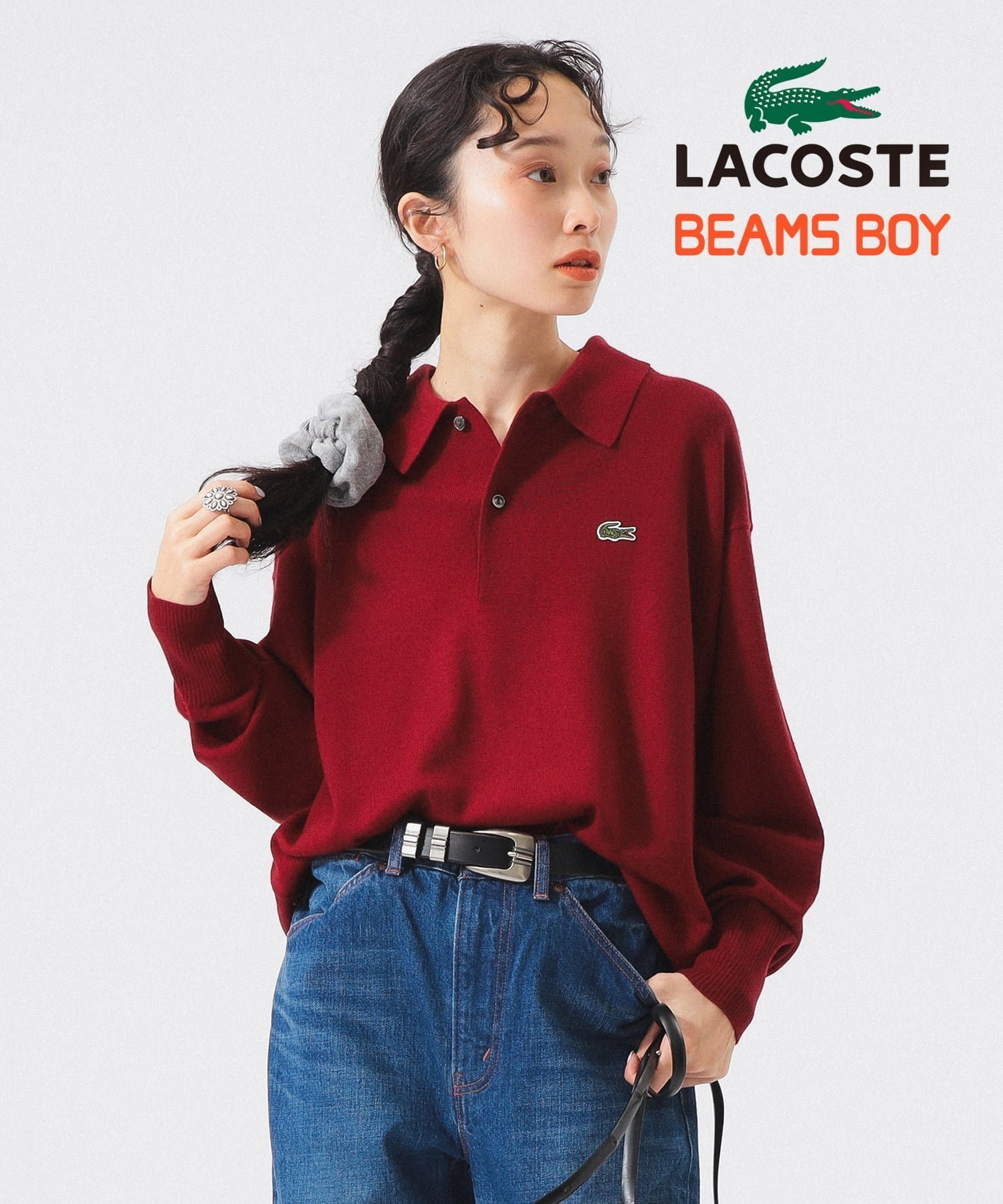 【ビームス ウイメン/BEAMS】の【別注】LACOSTE / ニット ポロシャツ 25AW ラコステ 大人カジュアル オーバーサイズ インテリア・キッズ・メンズ・レディースファッション・服の通販 founy(ファニー) 　ファッション　Fashion　レディースファッション　Fashion for Women　トップス・カットソー　Cut & Sew Tops　ニット　Knit Tops & Sweaters　シャツ・ブラウス・オフィスカジュアル　Elegant Blouses & Button-Ups　ポロシャツ・きれいめカジュアル　Smart-Casual Polo Tops　インナー　Innerwear　ウェーブ　Wavy Pattern　クラシック　Classic, Timeless Style　シンプル　Simple, Minimal　ジャケット　Jacket, Outerwear　スポーツ　Sports, Activewear　スラックス　Slacks, Dress Pants　デニム　Denim, Jeans Material　定番　Standard, Basic Item　人気　Popular, Best Seller　バランス　Balance, Style Balance　フランス　France, French　ベーシック　Basic, Essential　ボトム　Bottoms, Lower Wear　ポロシャツ　Polo Shirt, Collared Tee　別注　Limited Edition, Custom Order　リラックス　Relax, Relaxed Fit　エレガント 上品　Elegant　2025年　2025　2025-2026秋冬・A/W　Autumn/Winter 2025–26 AW25–26　WINE|ID: prp329100004623957 ipo3291000000034004061