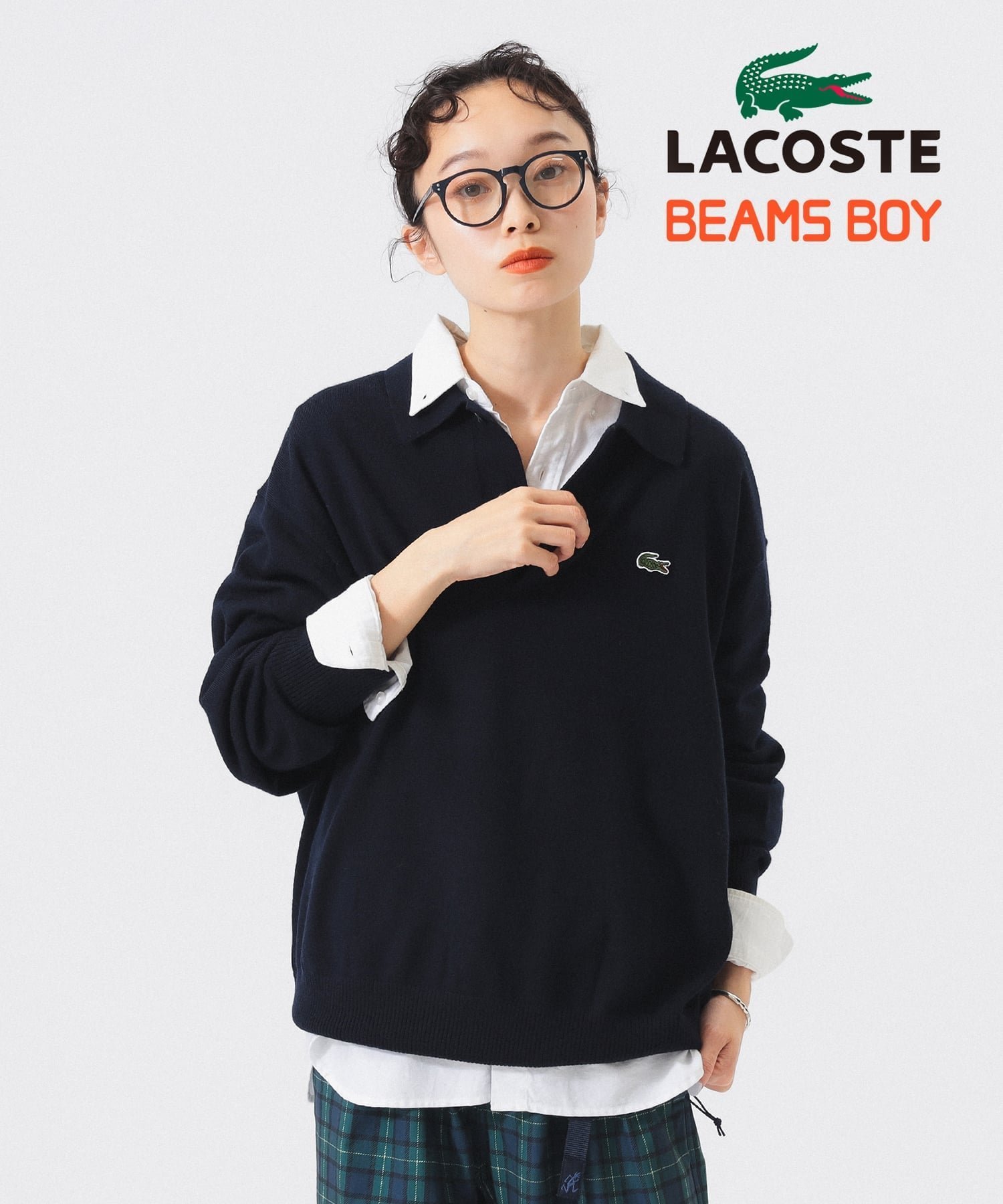 【ビームス ウイメン/BEAMS】の【別注】LACOSTE / ニット ポロシャツ 25AW ラコステ 大人カジュアル オーバーサイズ インテリア・キッズ・メンズ・レディースファッション・服の通販 founy(ファニー) 　ファッション　Fashion　レディースファッション　Fashion for Women　トップス・カットソー　Cut & Sew Tops　ニット　Knit Tops & Sweaters　シャツ・ブラウス・オフィスカジュアル　Elegant Blouses & Button-Ups　ポロシャツ・きれいめカジュアル　Smart-Casual Polo Tops　インナー　Innerwear　ウェーブ　Wavy Pattern　クラシック　Classic, Timeless Style　シンプル　Simple, Minimal　ジャケット　Jacket, Outerwear　スポーツ　Sports, Activewear　スラックス　Slacks, Dress Pants　デニム　Denim, Jeans Material　定番　Standard, Basic Item　人気　Popular, Best Seller　バランス　Balance, Style Balance　フランス　France, French　ベーシック　Basic, Essential　ボトム　Bottoms, Lower Wear　ポロシャツ　Polo Shirt, Collared Tee　別注　Limited Edition, Custom Order　リラックス　Relax, Relaxed Fit　エレガント 上品　Elegant　2025年　2025　2025-2026秋冬・A/W　Autumn/Winter 2025–26 AW25–26　NAVY|ID: prp329100004623957 ipo3291000000034004062