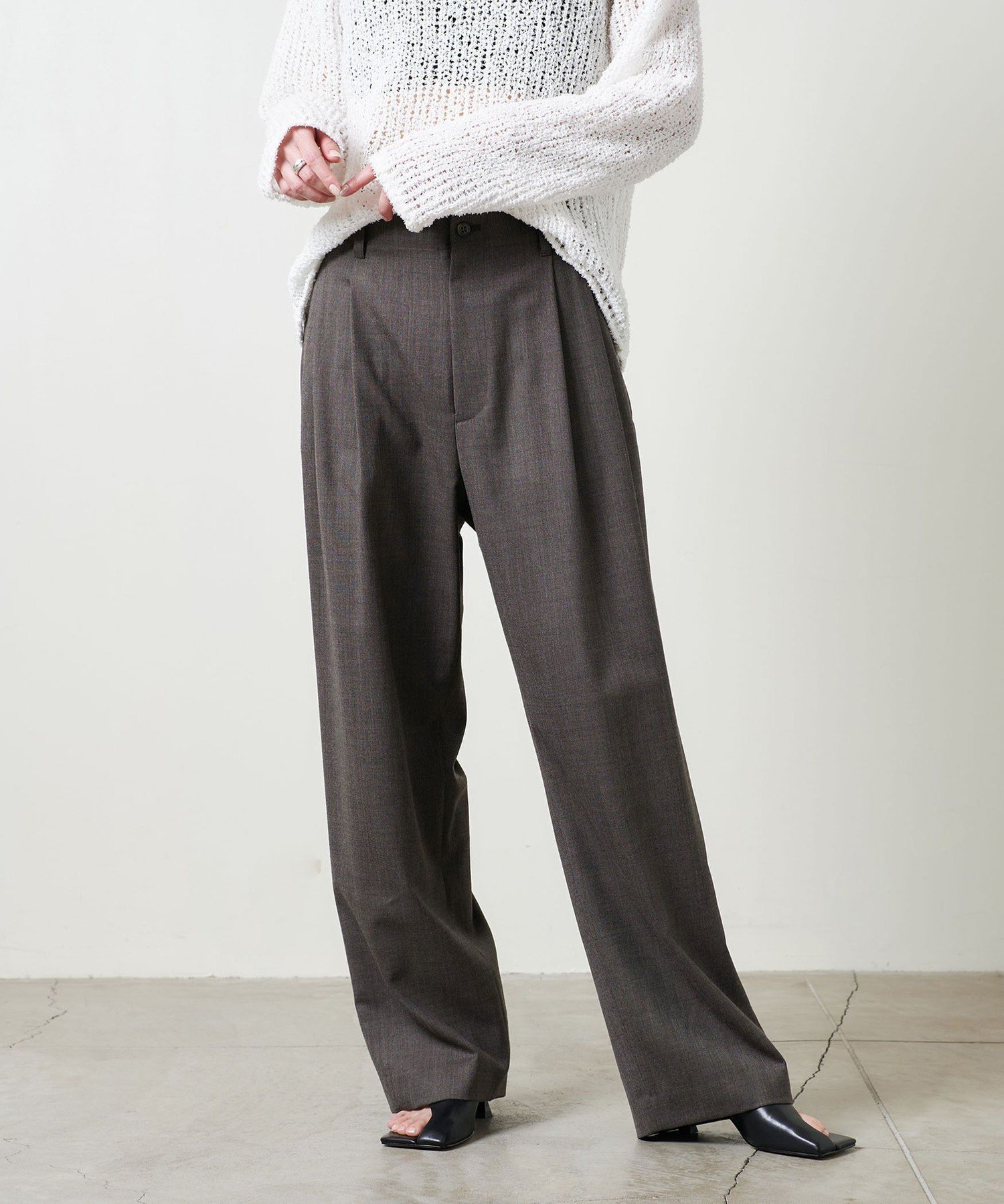 【ユナイテッドアローズ/UNITED ARROWS】のMARW UNITED ARROWS タック ワイド パンツ 人気、トレンドファッション・服の通販 founy(ファニー) 　ファッション　Fashion　レディースファッション　Fashion for Women　パンツ　Pants & Trousers　人気　Popular, Best Seller　フロント　Front, Front Design　マニッシュ　Mannish, Boyish　メランジ　Melange, Mixed Yarn　ワイド　Wide, Wide Fit　ビジネス 仕事 通勤　Business / Work / Commuting　 other-1|ID: prp329100004624047 ipo3291000000033202029