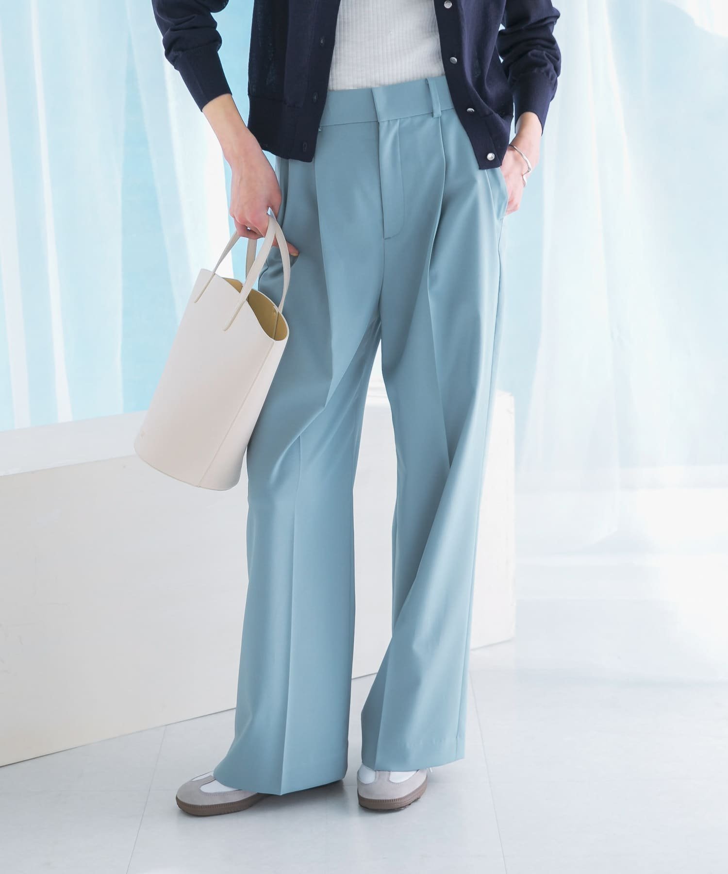 【アーバンリサーチ ロッソ/URBAN RESEARCH ROSSO】の防シワハイウエストワイドスラックス インテリア・キッズ・メンズ・レディースファッション・服の通販 founy(ファニー) 　ファッション　Fashion　レディースファッション　Fashion for Women　2025年　2025　2025春夏・S/S　Spring/Summer 2025 SS25　ストレッチ　Stretch, Stretchy Fabric　スラックス　Slacks, Dress Pants　センター　Center, Center Line　ツイル　Twist, Twisted Detail　フロント　Front, Front Design　ワイド　Wide, Wide Fit　夏　Summer　S/S・春夏　SS, Spring/Summer, Warm Season　BLUE|ID: prp329100004624052 ipo3291000000033202083