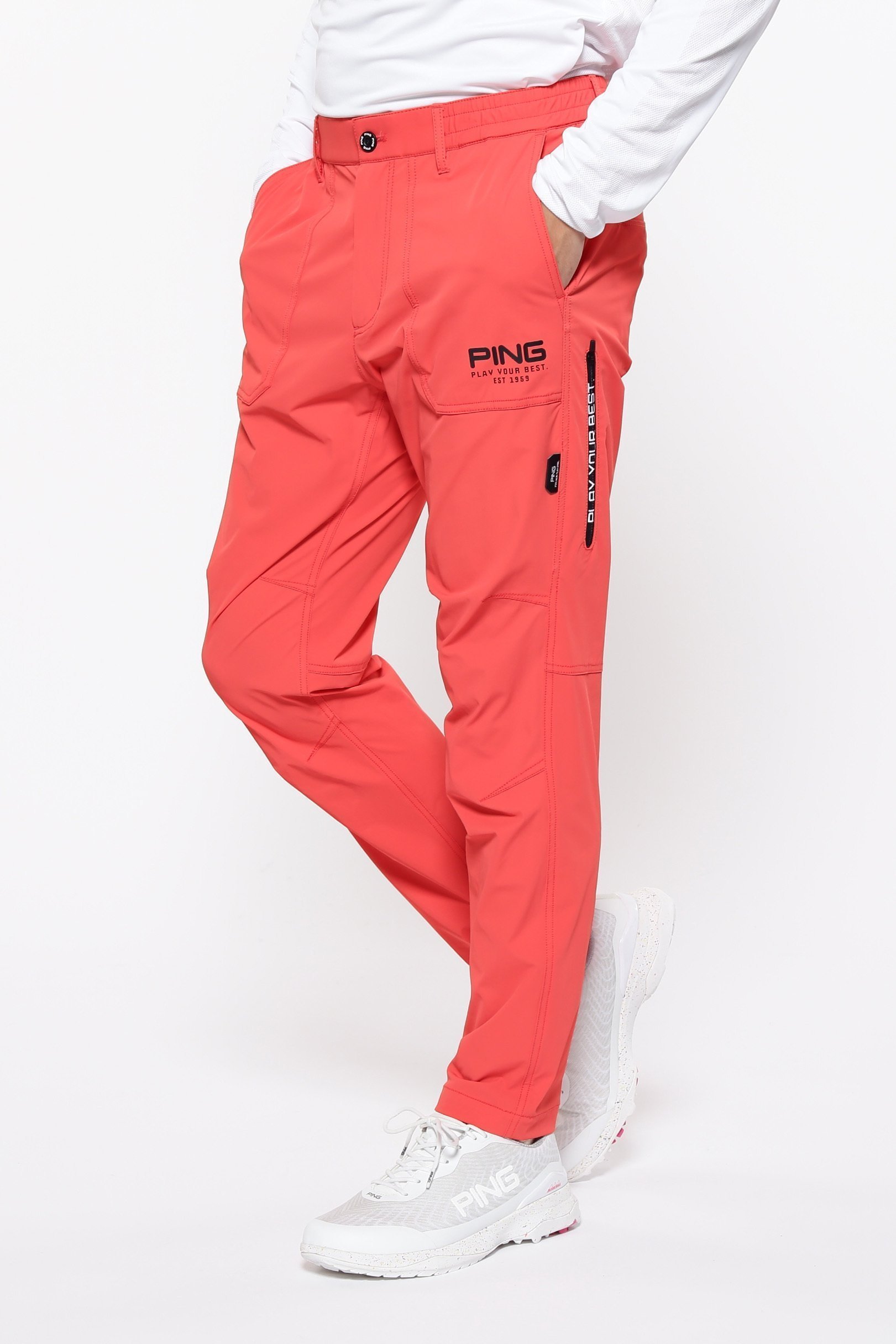 【その他のブランド/Other】の全方向ストレッチドビーテーパードパンツ PERFORMANCE (MENS) インテリア・キッズ・メンズ・レディースファッション・服の通販 founy(ファニー) 　ファッション　Fashion　メンズファッション　Fashion for Men　ボトムス　Bottoms　おすすめ　Recommended / Our Picks　シンプル　Simple, Minimal　ジップ　Zip, Zipper　ストレッチ　Stretch, Stretchy Fabric　ボトム　Bottoms, Lower Wear　ポケット　Pocket, Pocket Detail　ワーク　Workwear, Utility Style　人気　Popular, Best Seller　ピンク|ID: prp329100004624180 ipo3291000000033204700