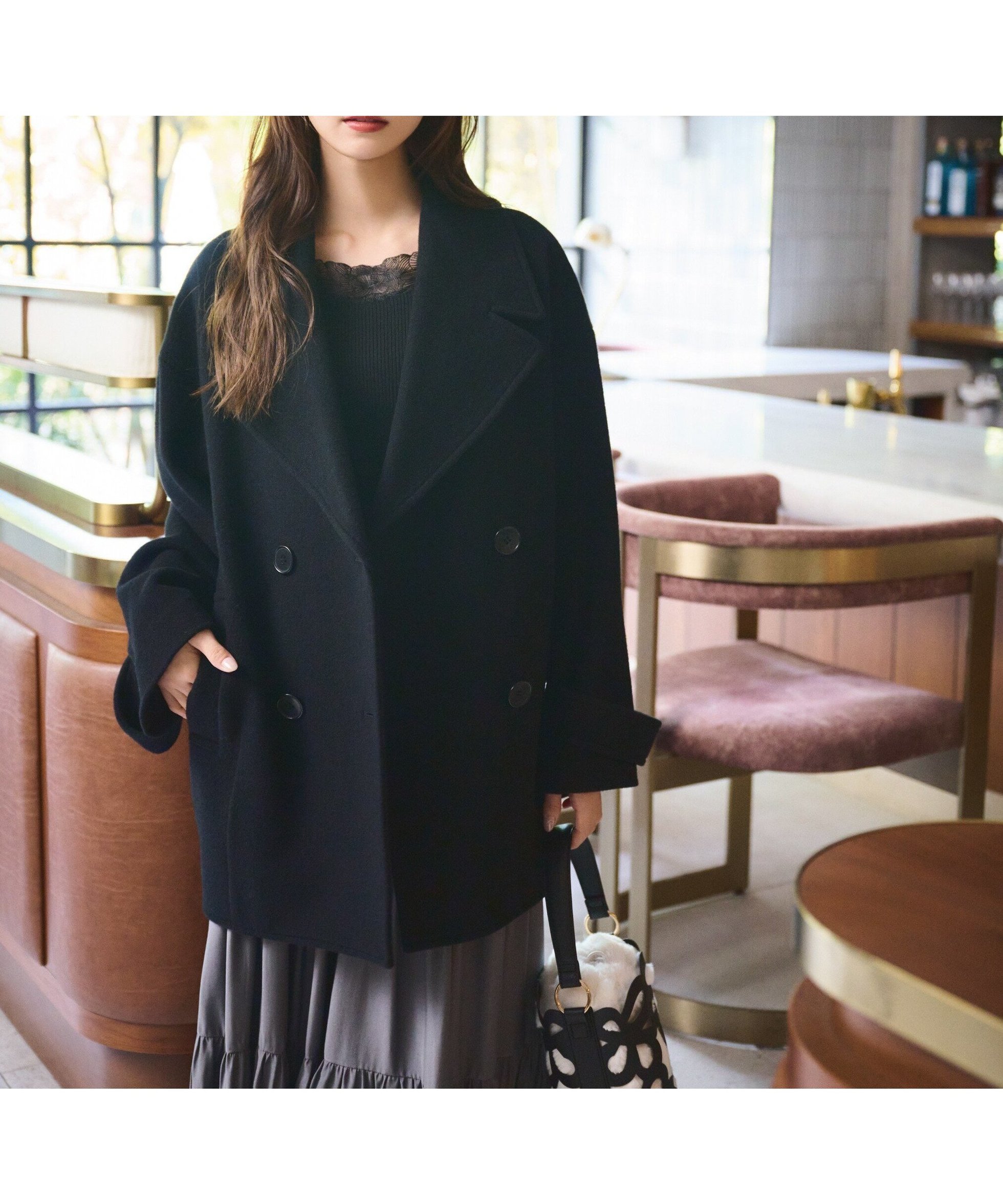 【プロポーション ボディドレッシング/PROPORTION BODY DRESSING】のビッグカラーハーフコート 24AW インテリア・キッズ・メンズ・レディースファッション・服の通販 founy(ファニー) 　ファッション　Fashion　レディースファッション　Fashion for Women　アウター　Coat / Outerwear Collection　コート・ロングコート・ピーコート　Long Coats, Peacoats & More　2024年　2024　2024-2025秋冬・A/W　Autumn/Winter 2024–25 AW24–25　ブラック|ID: prp329100004624202 ipo3291000000033205032