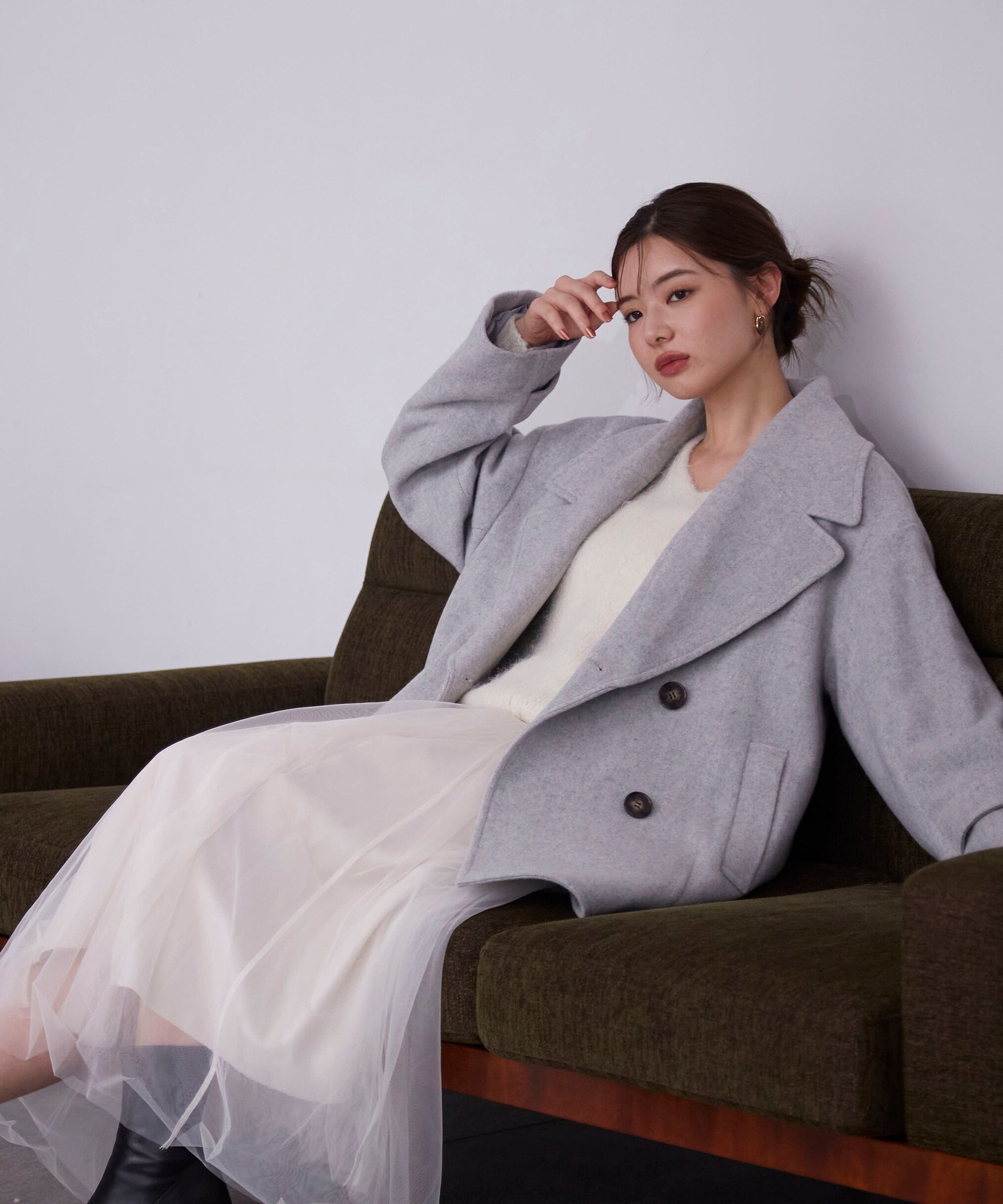 【プロポーション ボディドレッシング/PROPORTION BODY DRESSING】のビッグカラーハーフコート 24AW インテリア・キッズ・メンズ・レディースファッション・服の通販 founy(ファニー) 　ファッション　Fashion　レディースファッション　Fashion for Women　アウター　Coat / Outerwear Collection　コート・ロングコート・ピーコート　Long Coats, Peacoats & More　2024年　2024　2024-2025秋冬・A/W　Autumn/Winter 2024–25 AW24–25　トップグレー1|ID: prp329100004624202 ipo3291000000033205036