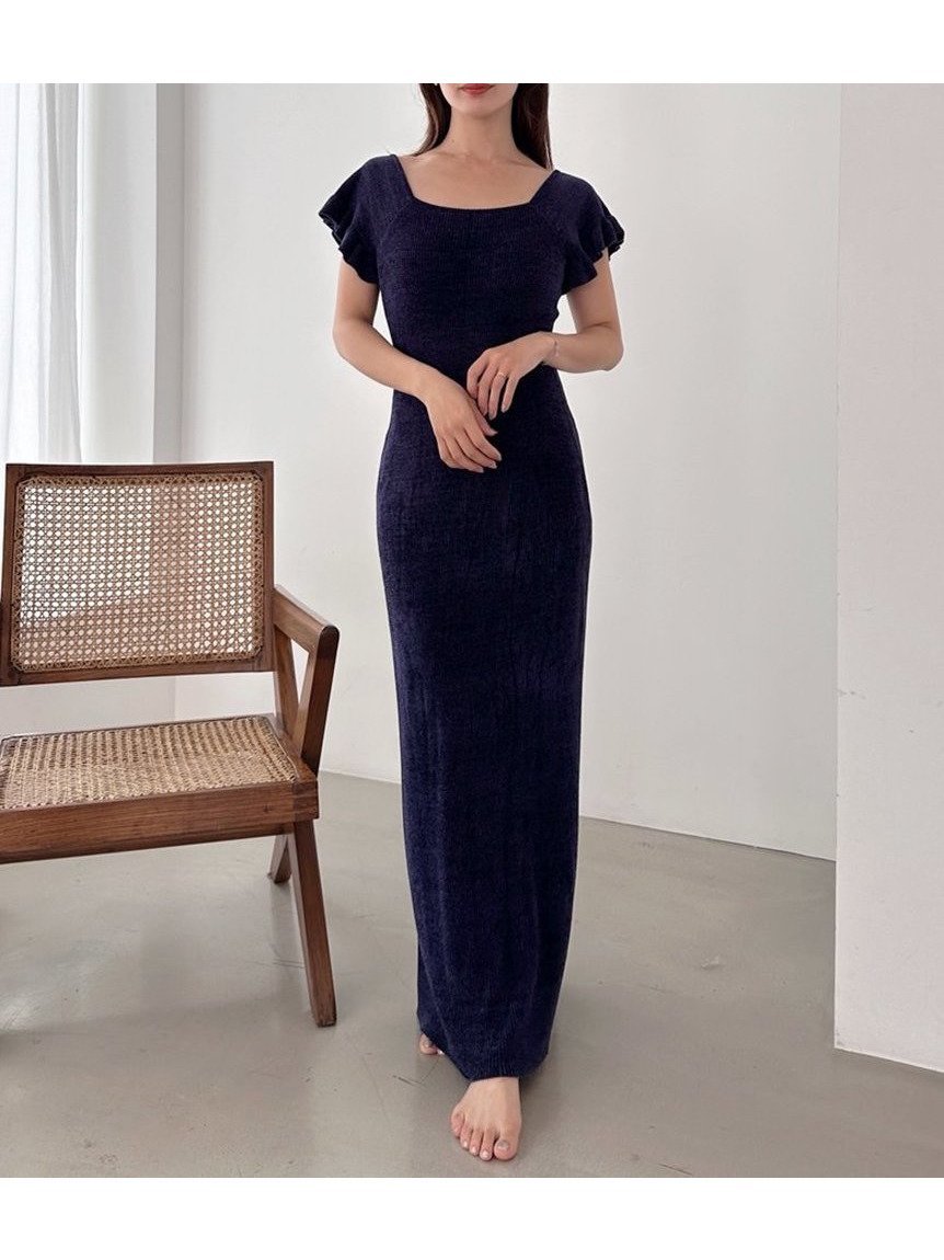【スナイデル ホーム/SNIDEL HOME】の【Sorbet Touch Cool】【接触冷感】ワンピース インテリア・キッズ・メンズ・レディースファッション・服の通販 founy(ファニー) 　ファッション　Fashion　レディースファッション　Fashion for Women　ワンピース　Dresses　おすすめ　Recommended / Our Picks　なめらか　Smooth, Silky Texture　カーディガン　Cardigan, Knitwear　デコルテ　Décolleté, Neckline　フェミニン　Feminine, Girly　フリル　Frill, Ruffle　定番　Standard, Basic Item　NVY[089]|ID: prp329100004624337 ipo3291000000033207127