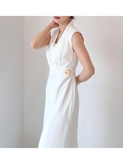 【スナイデル/SNIDEL】のレイヤードライクジレワンピース インテリア・キッズ・メンズ・レディースファッション・服の通販 founy(ファニー) 　ファッション　Fashion　レディースファッション　Fashion for Women　アウター　Coat / Outerwear Collection　インナー　Innerwear　ウェーブ　Wavy Pattern　今季　This Season, Current Season　シアー　Sheer, See-Through　ストレート　Straight, Straight Cut　ドッキング　Docking, Mixed Material　人気　Popular, Best Seller　フロント　Front, Front Design　メタル　Metal, Metal Parts　おすすめ　Recommended / Our Picks　WHT[001]|ID: prp329100004624338 ipo3291000000033207136