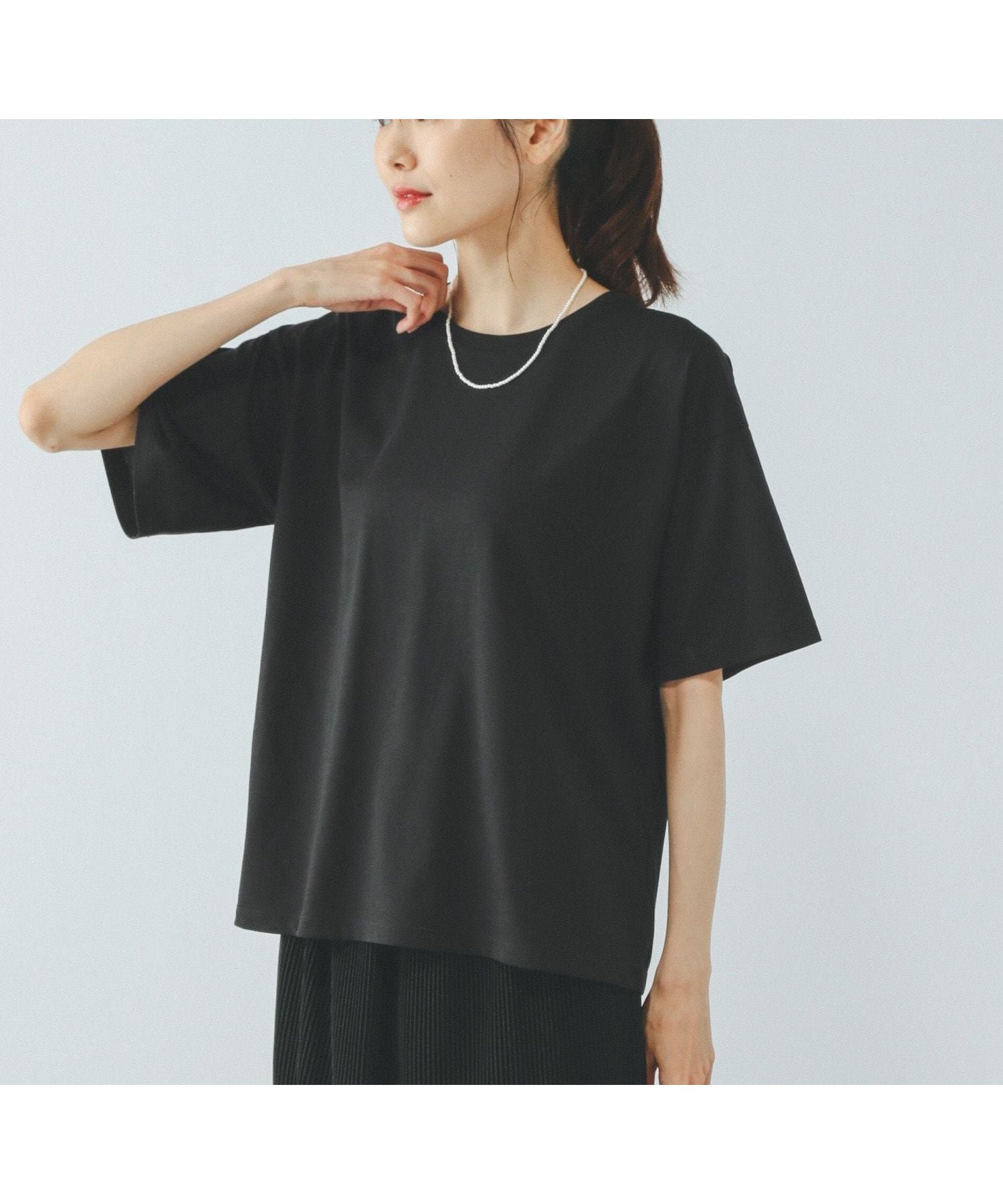 【グローバルワーク/GLOBAL WORK】のFffit エフィット/フローズンクルーネックT/499613 インテリア・キッズ・メンズ・レディースファッション・服の通販 founy(ファニー) 　ファッション　Fashion　レディースファッション　Fashion for Women　スタンダード　Standard, Basic　ボトム　Bottoms, Lower Wear　吸水　Absorbent, Quick-Dry　ブラック09|ID: prp329100004624391 ipo3291000000033546254
